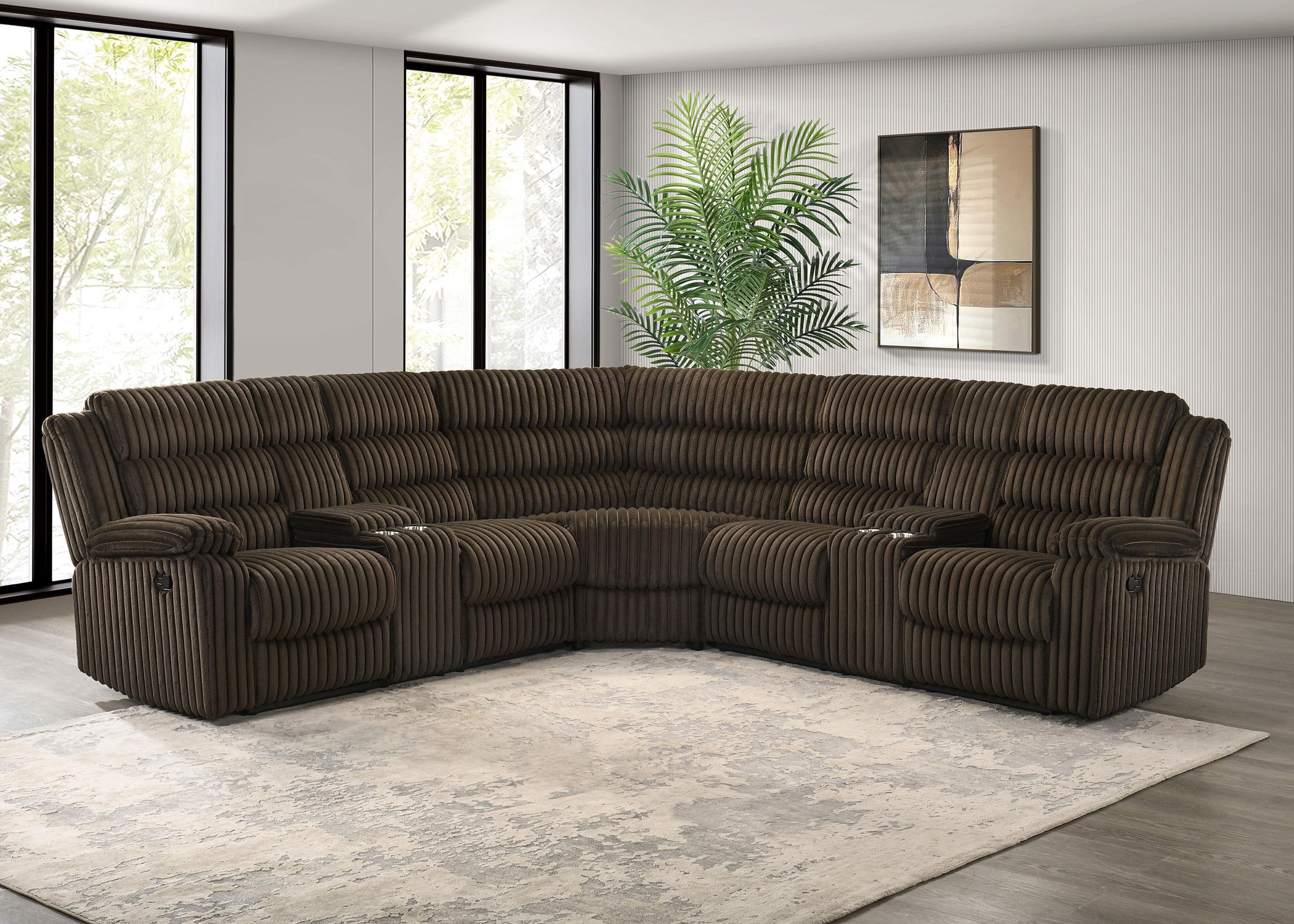 Atkinson Upholstered Reclining Sectional Sofa Chocolate - 601510