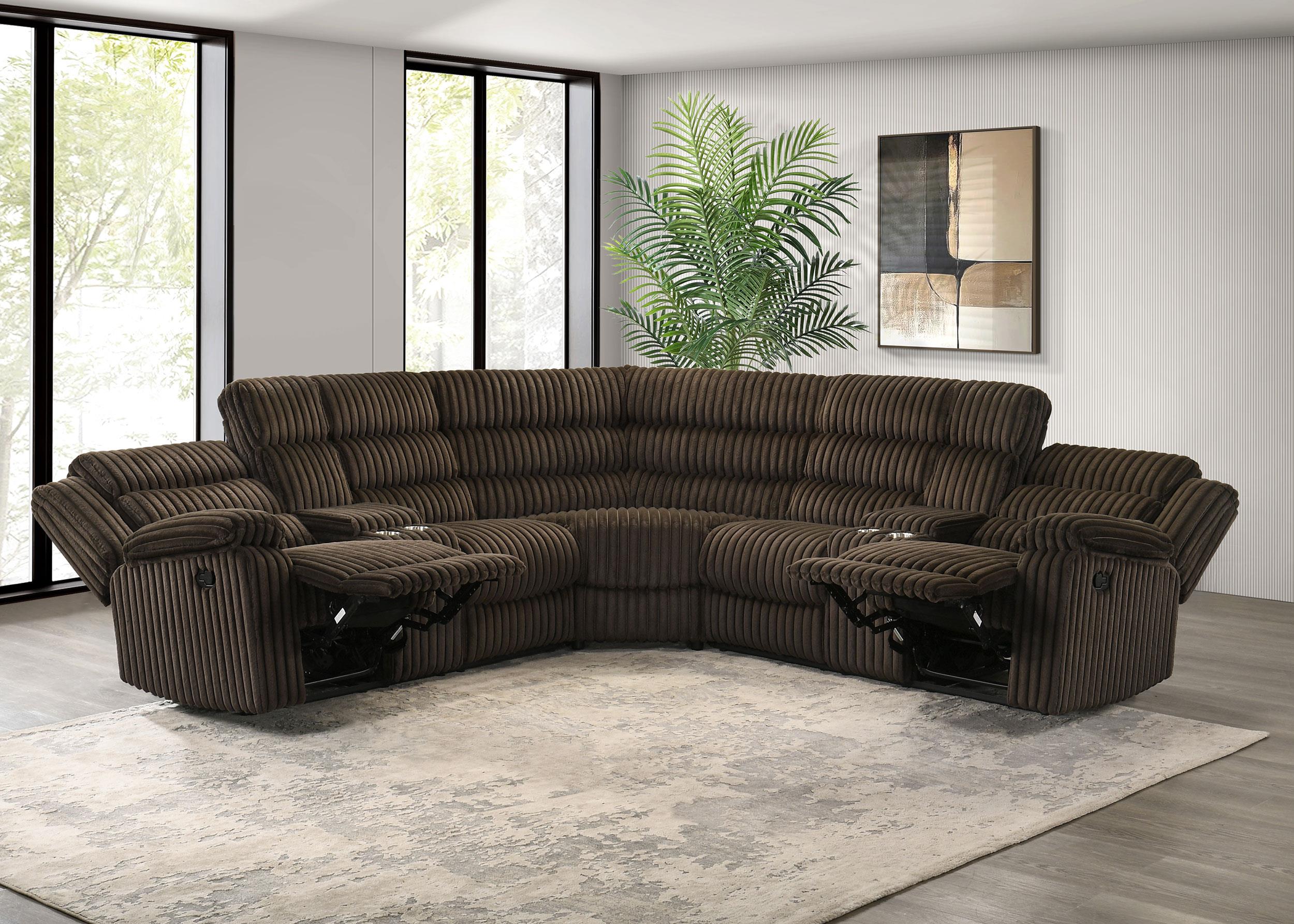 Atkinson Upholstered Reclining Sectional Sofa Chocolate - 601510
