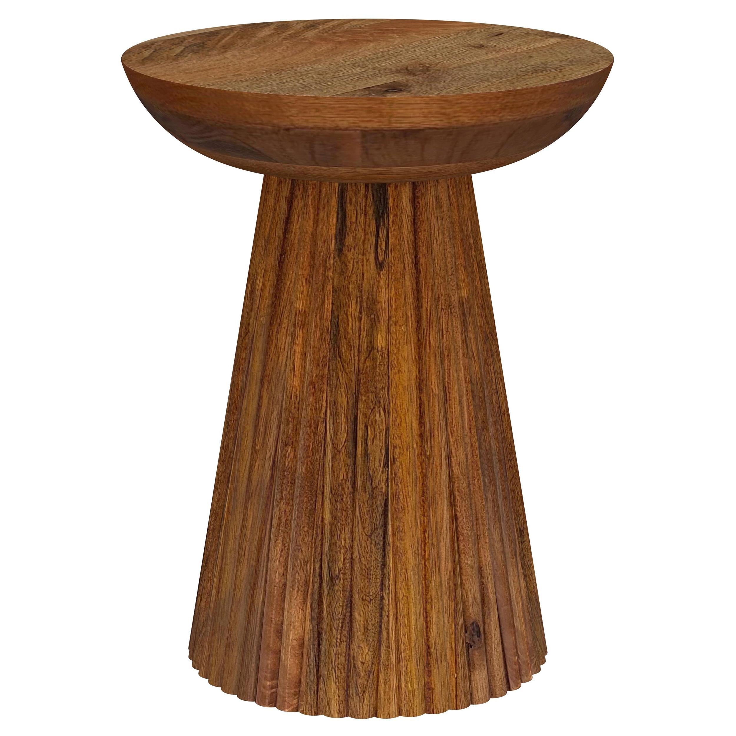 Aureo Round Solid Wood Accent Side Table Wild Honey - 931155
