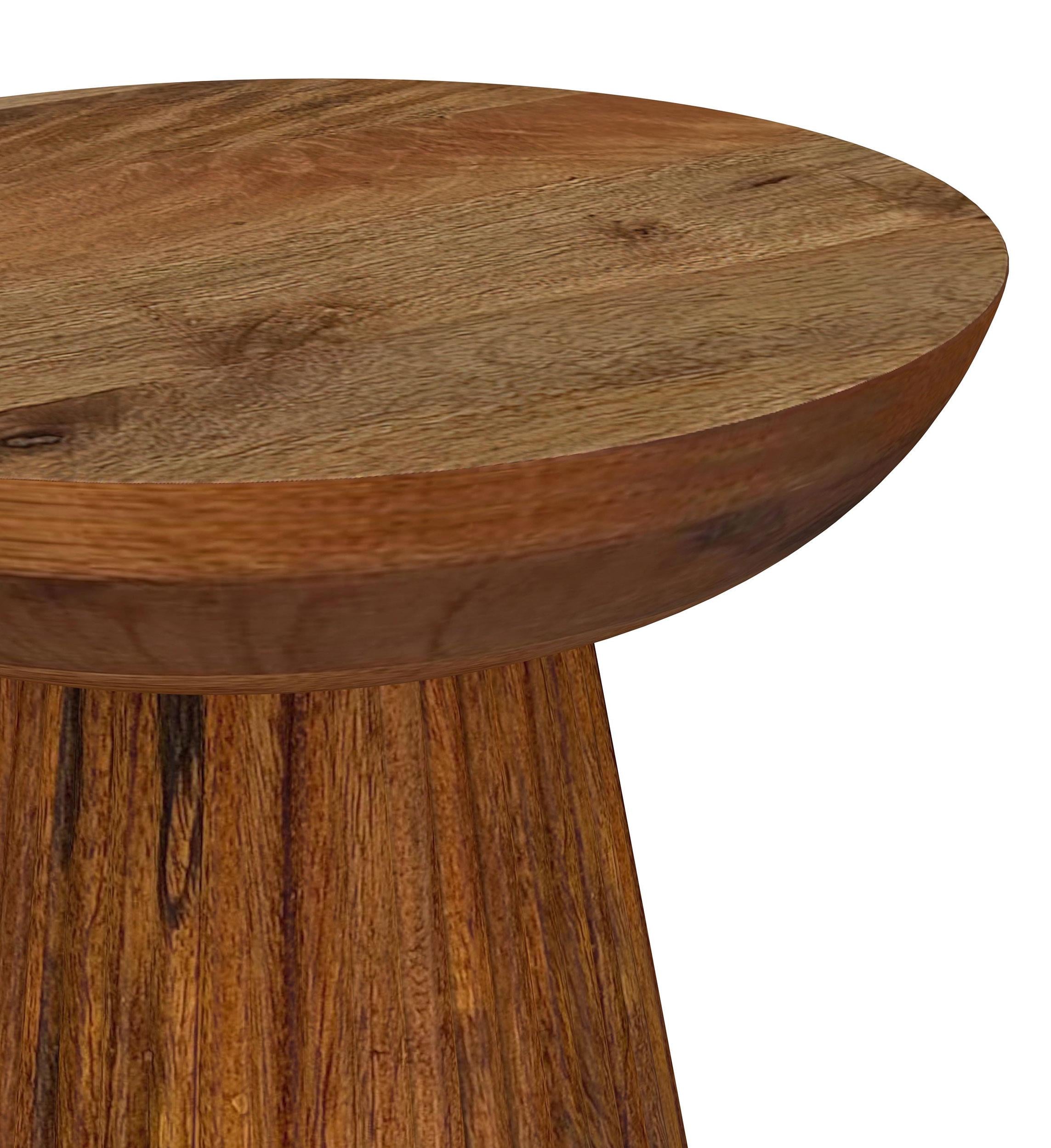 Aureo Round Solid Wood Accent Side Table Wild Honey - 931155
