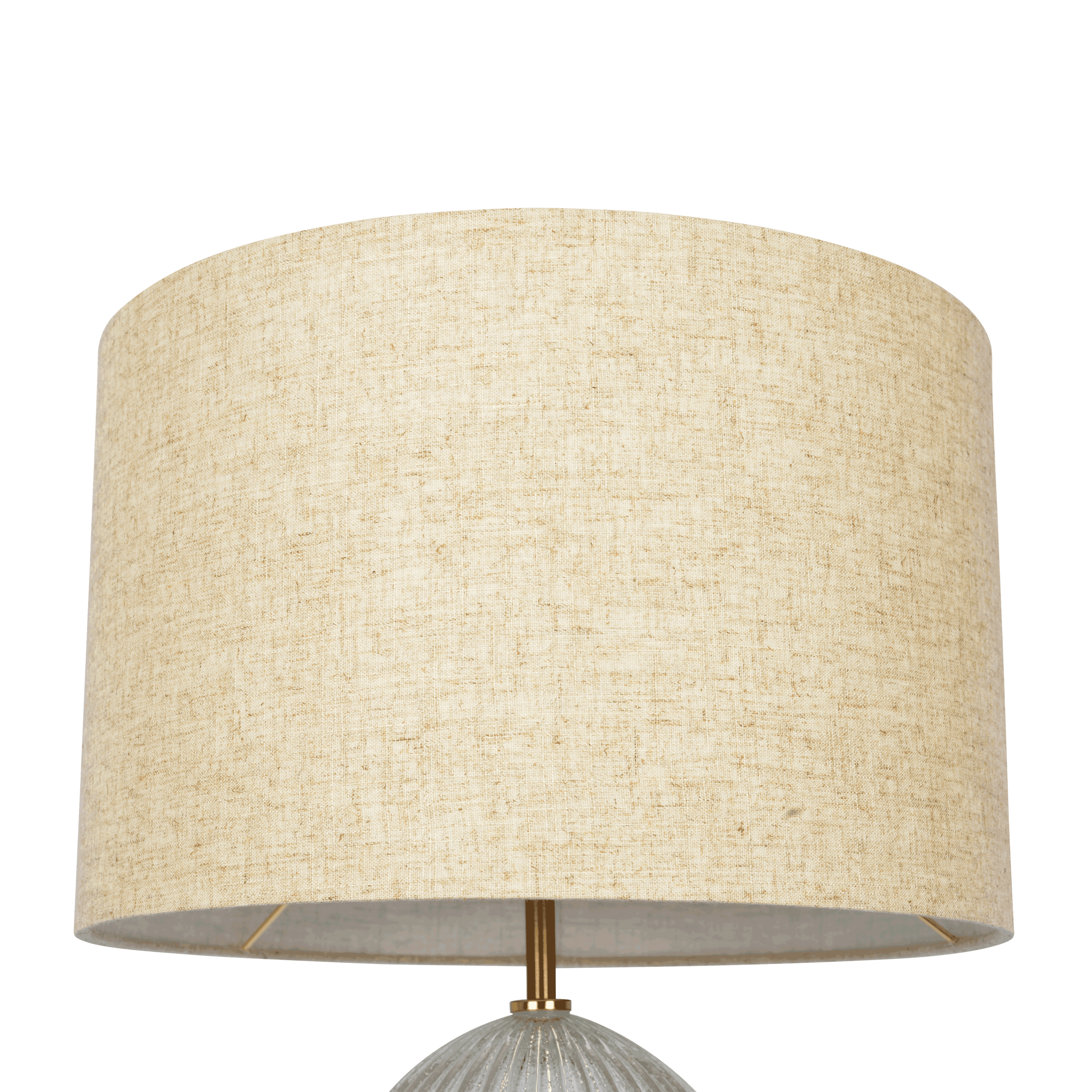 Aurora Ribbed Glass Lamp Base Clear Table Lamp Large Linen Shade - TBL03700101