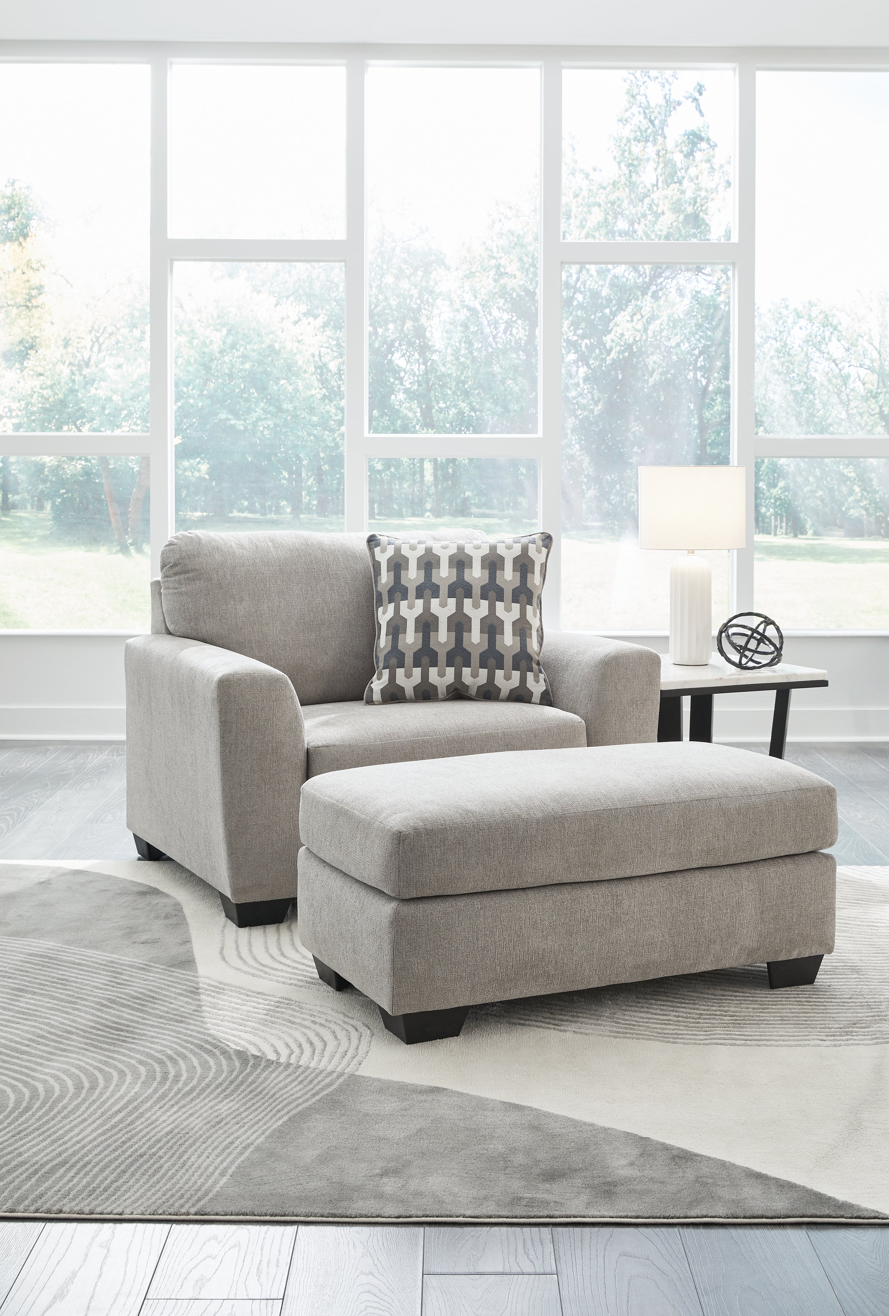 Avenal Park Chair and Ottoman in Flannel - PKG019290