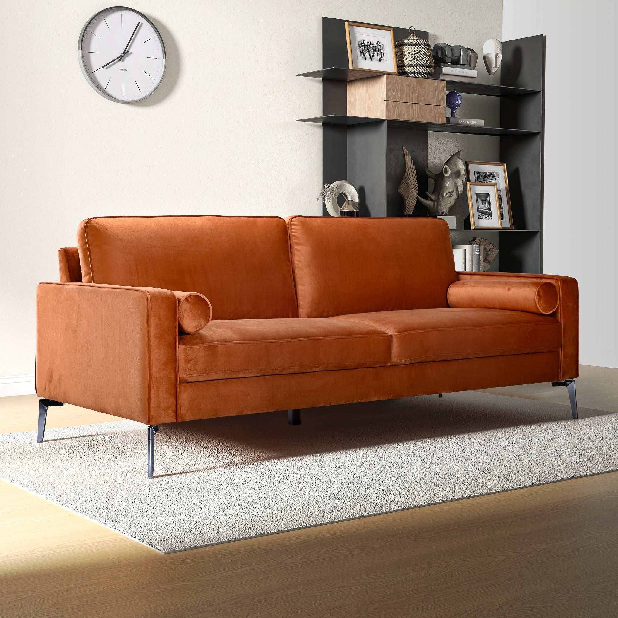 Axten Orange Velvet Sofa - SOF03604401
