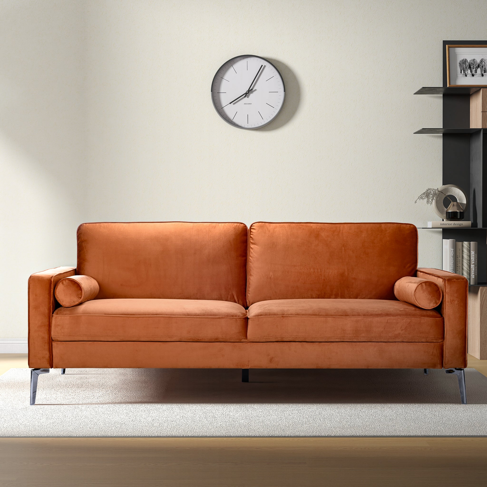Axten Orange Velvet Sofa - SOF03604401