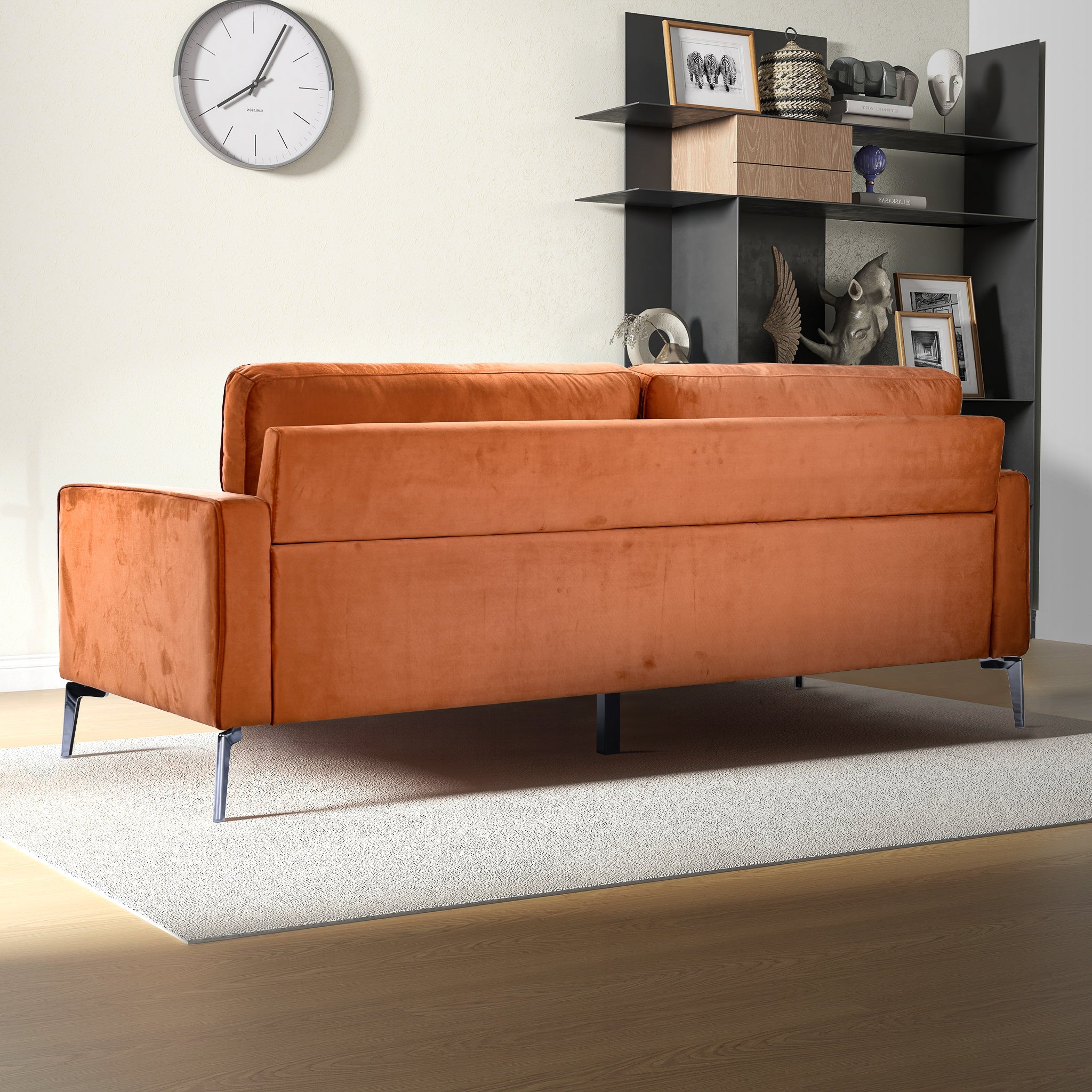 Axten Orange Velvet Sofa - SOF03604401