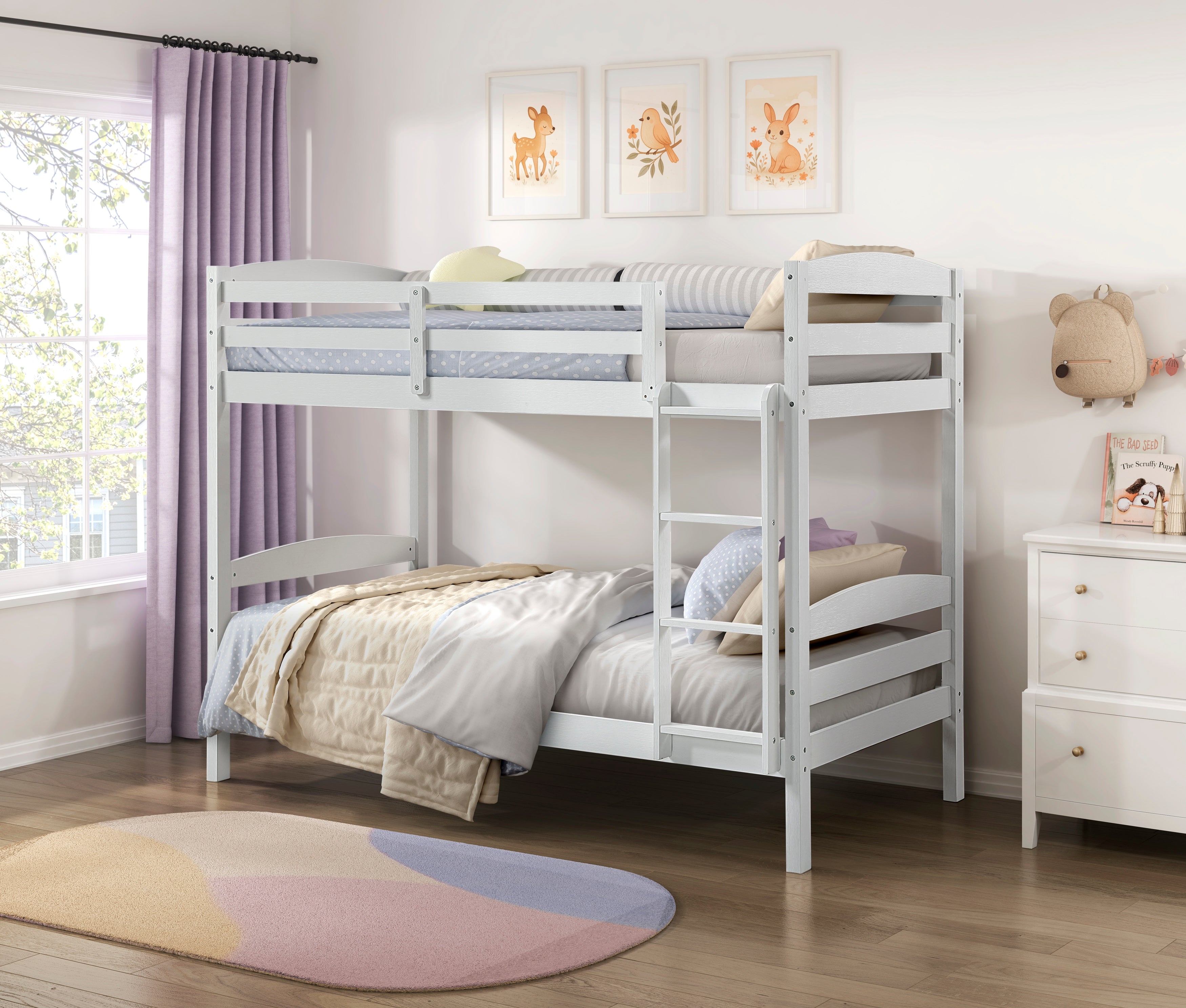 B2022WH-1 Twin/Twin Bunk Bed - B2022WH-1