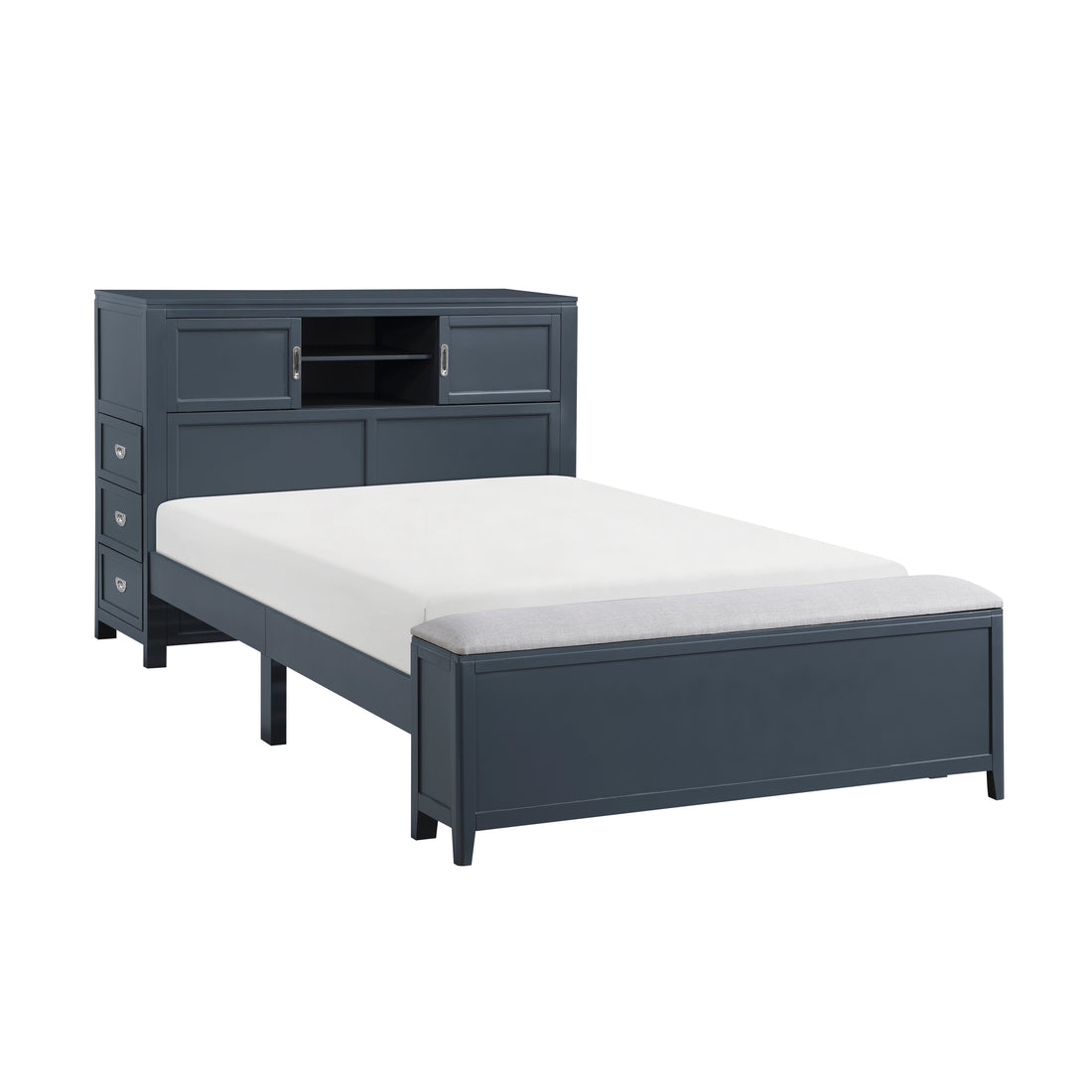 B2024BUBCF-1* (2) Full Bookcase Bed with Hidden Desk, Stool and Storage Bench - B2024BUBCF-1*