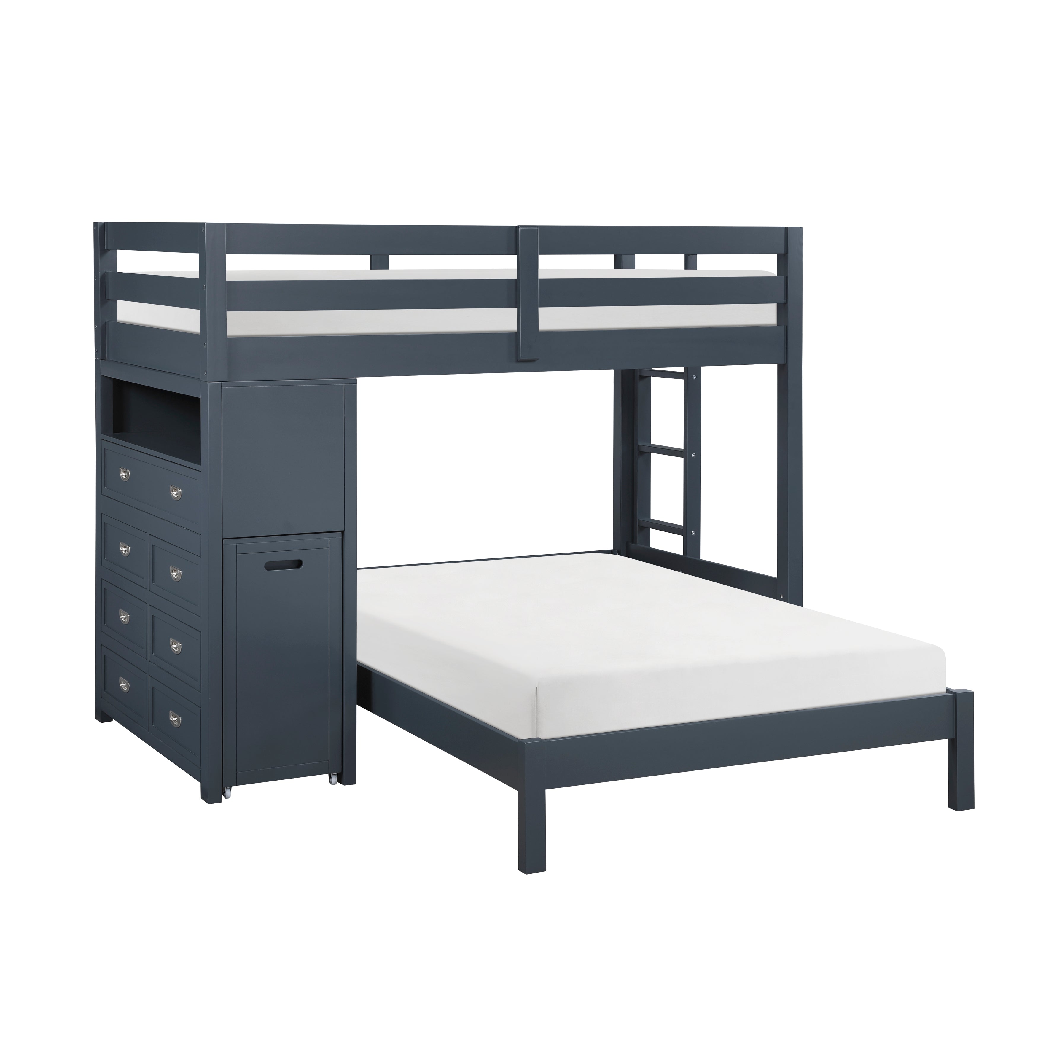 B2024BULTF-1* (6) Twin/Full Loft Bunk Bed with Chest and Hidden Desk - B2024BULTF-1*
