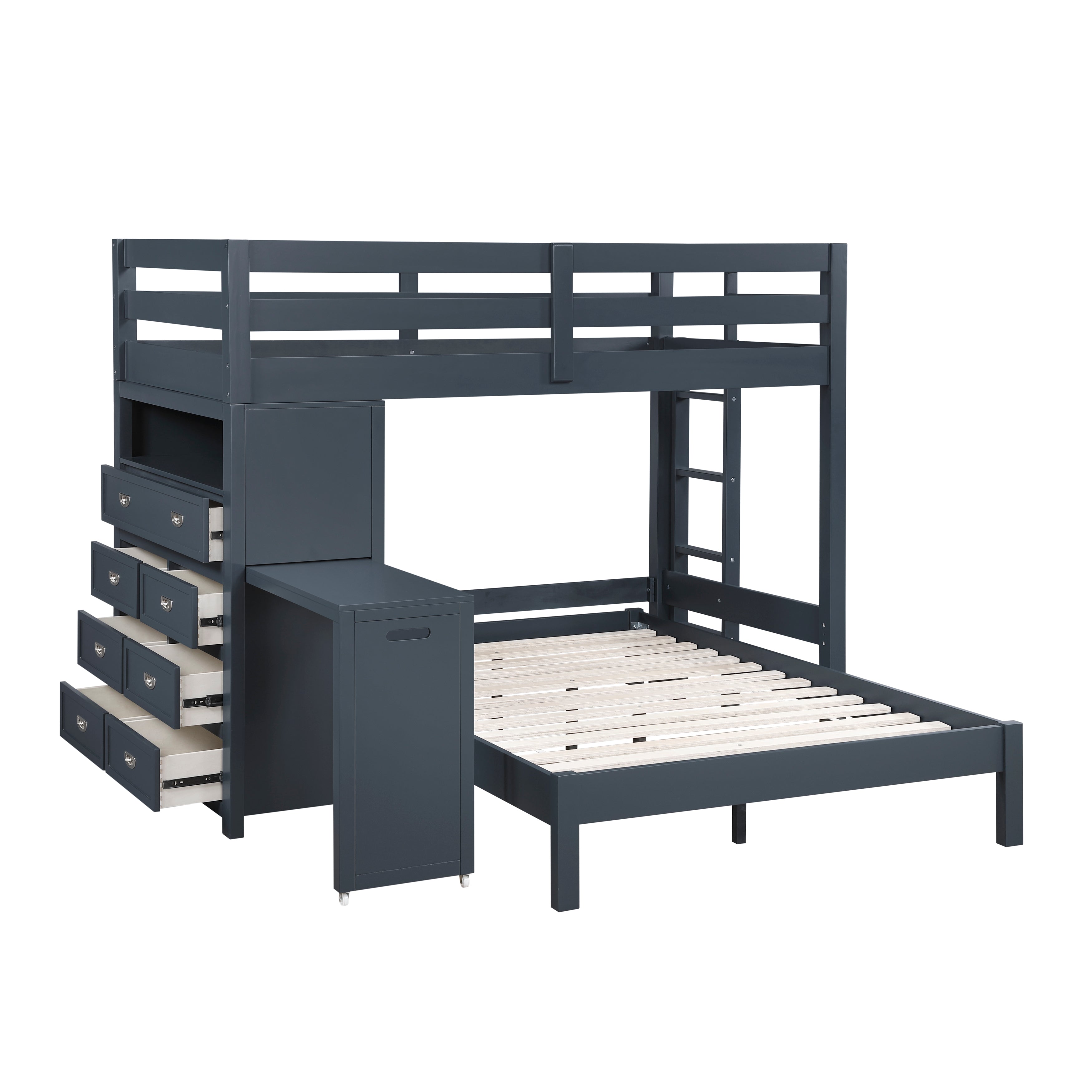 B2024BULTF-1* (6) Twin/Full Loft Bunk Bed with Chest and Hidden Desk - B2024BULTF-1*