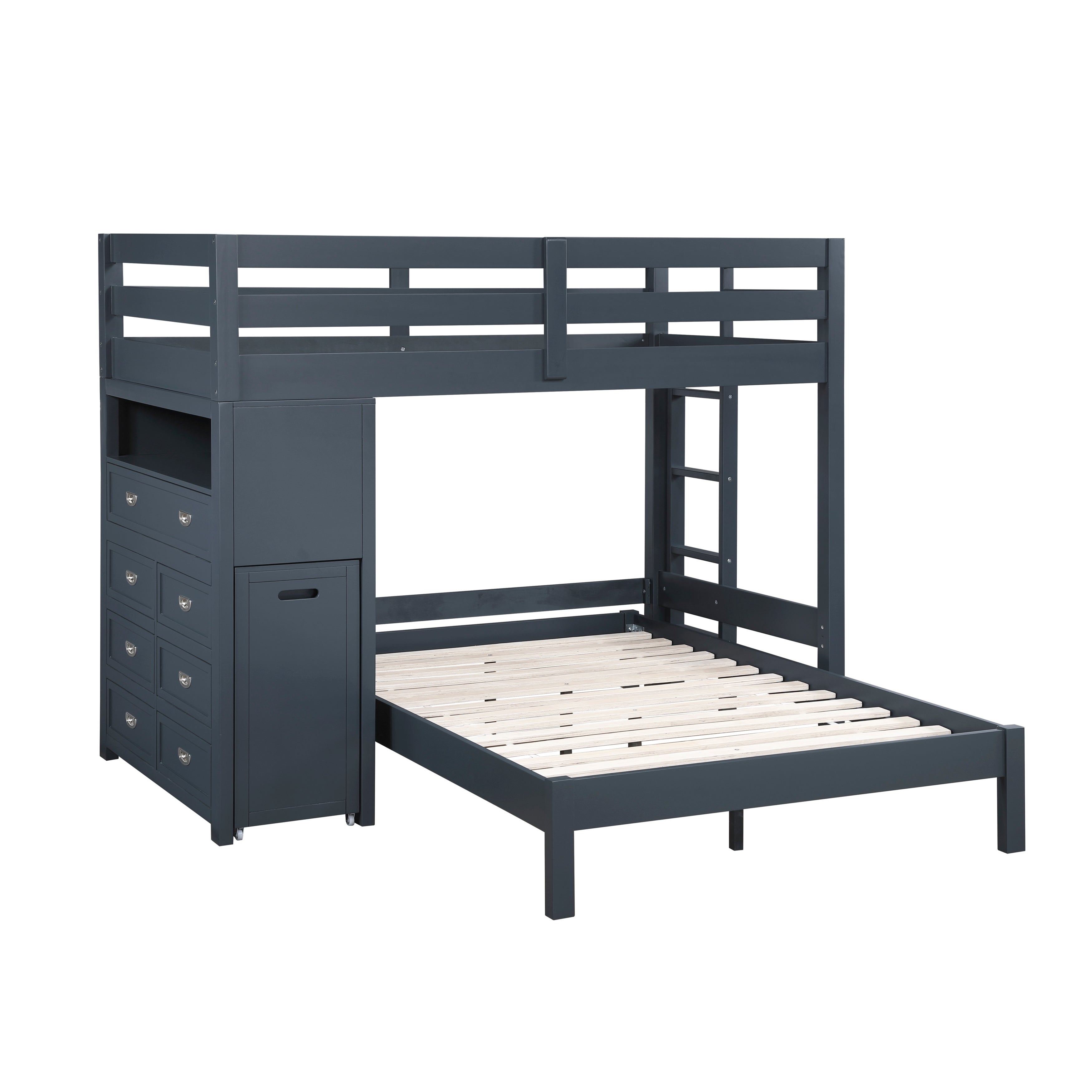 B2024BULTF-1* (6) Twin/Full Loft Bunk Bed with Chest and Hidden Desk - B2024BULTF-1*