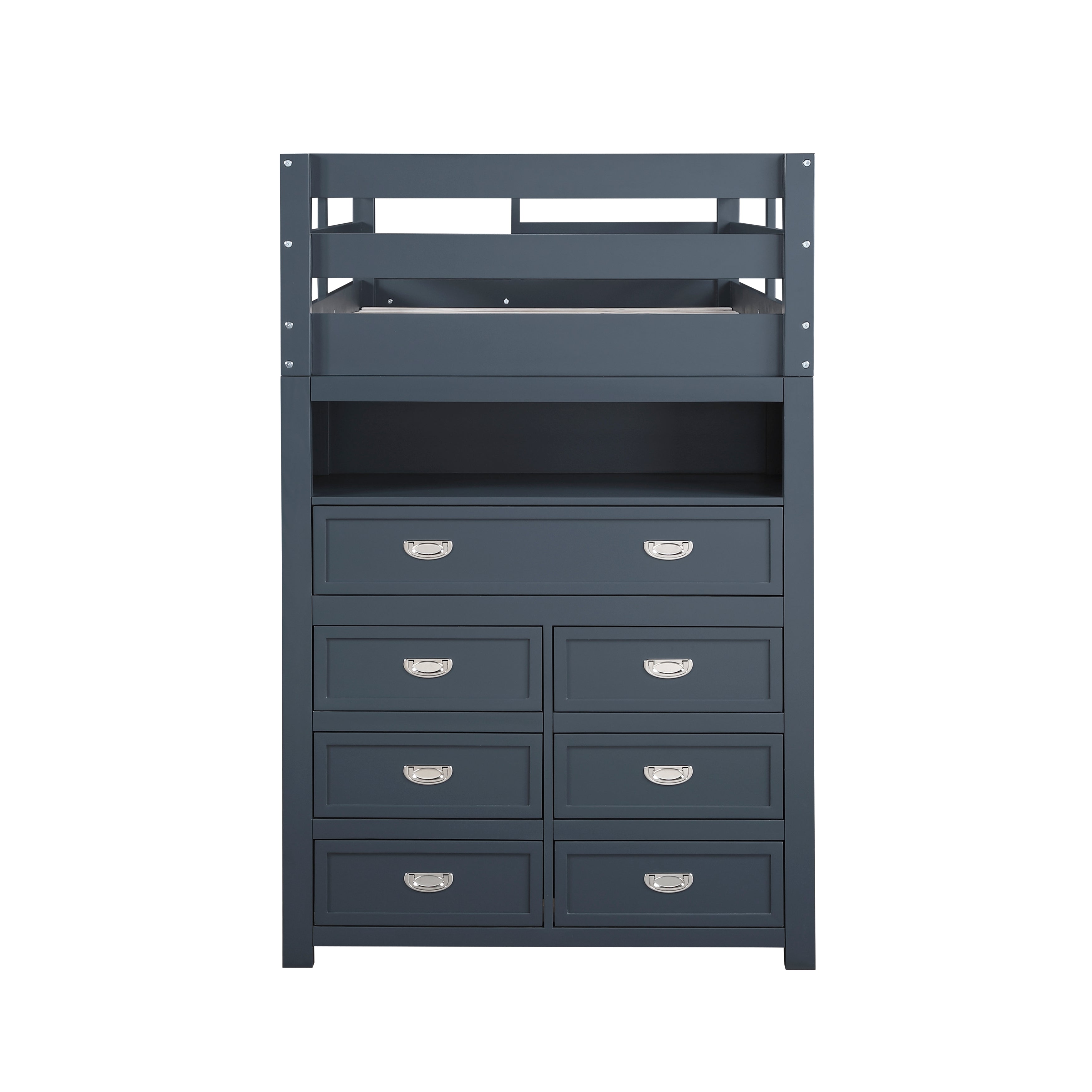 B2024BULTF-1* (6) Twin/Full Loft Bunk Bed with Chest and Hidden Desk - B2024BULTF-1*