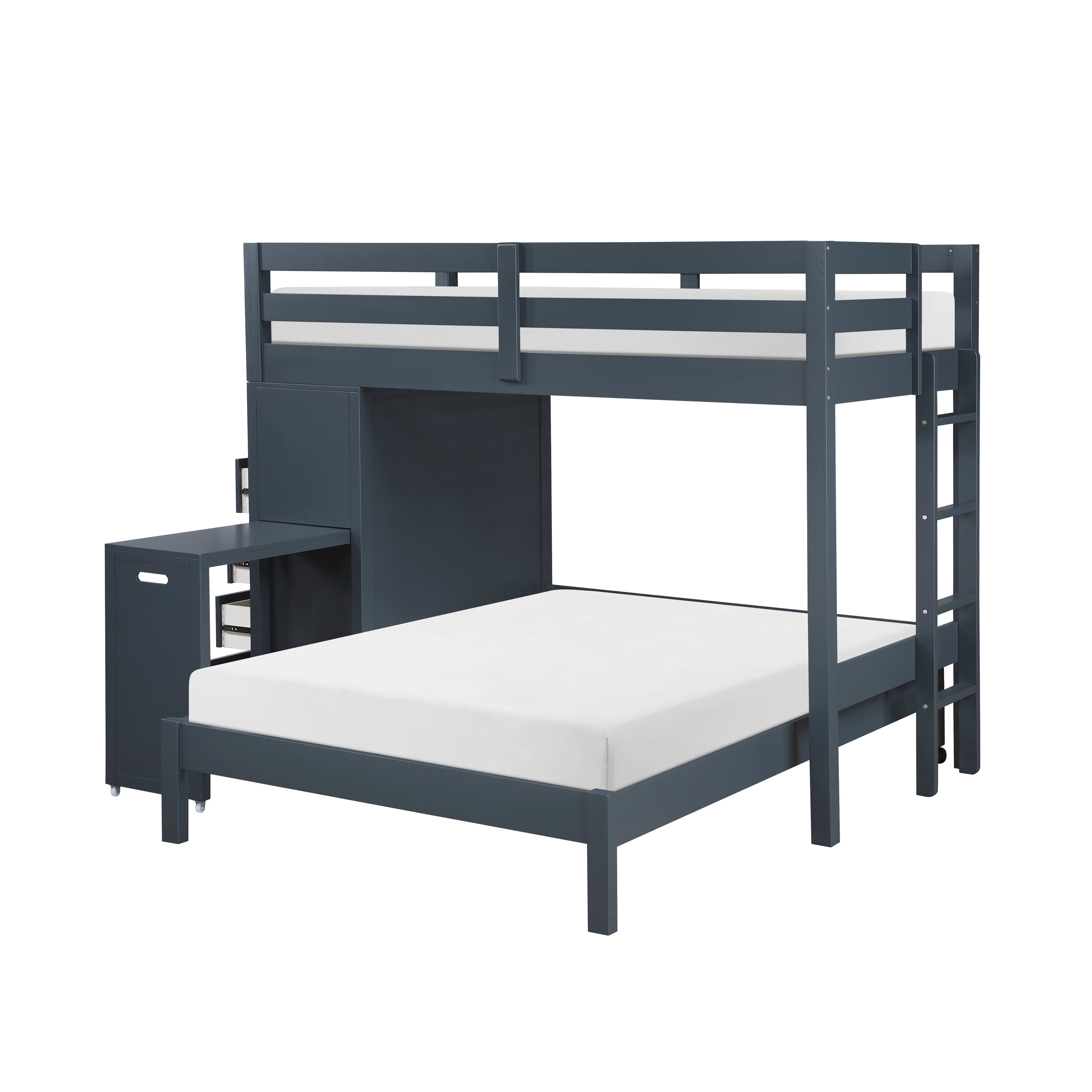 B2024BULTF-1* (6) Twin/Full Loft Bunk Bed with Chest and Hidden Desk - B2024BULTF-1*