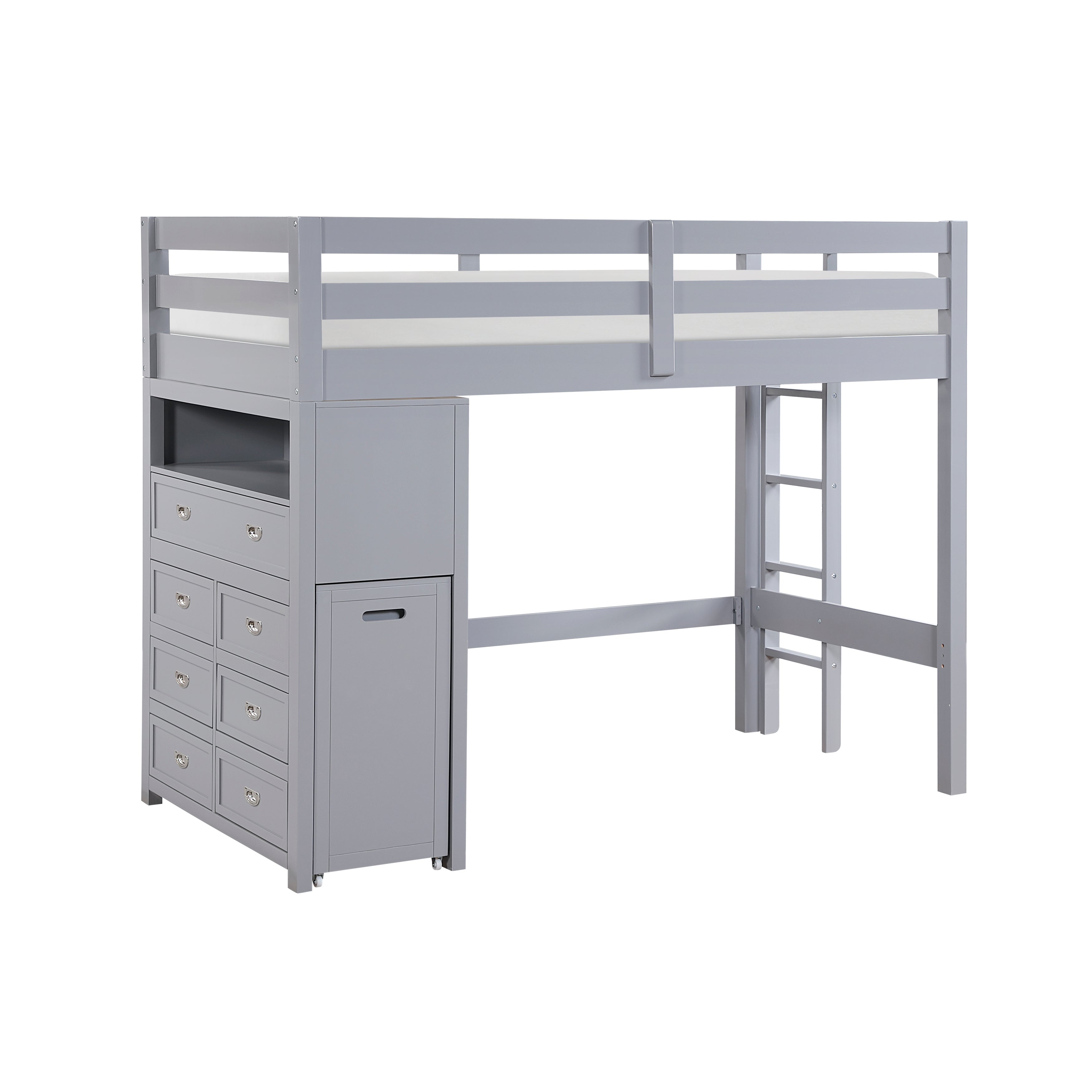 B2024GYLTF-1* (6) Twin/Full Loft Bunk Bed with Chest and Hidden Desk - B2024GYLTF-1*