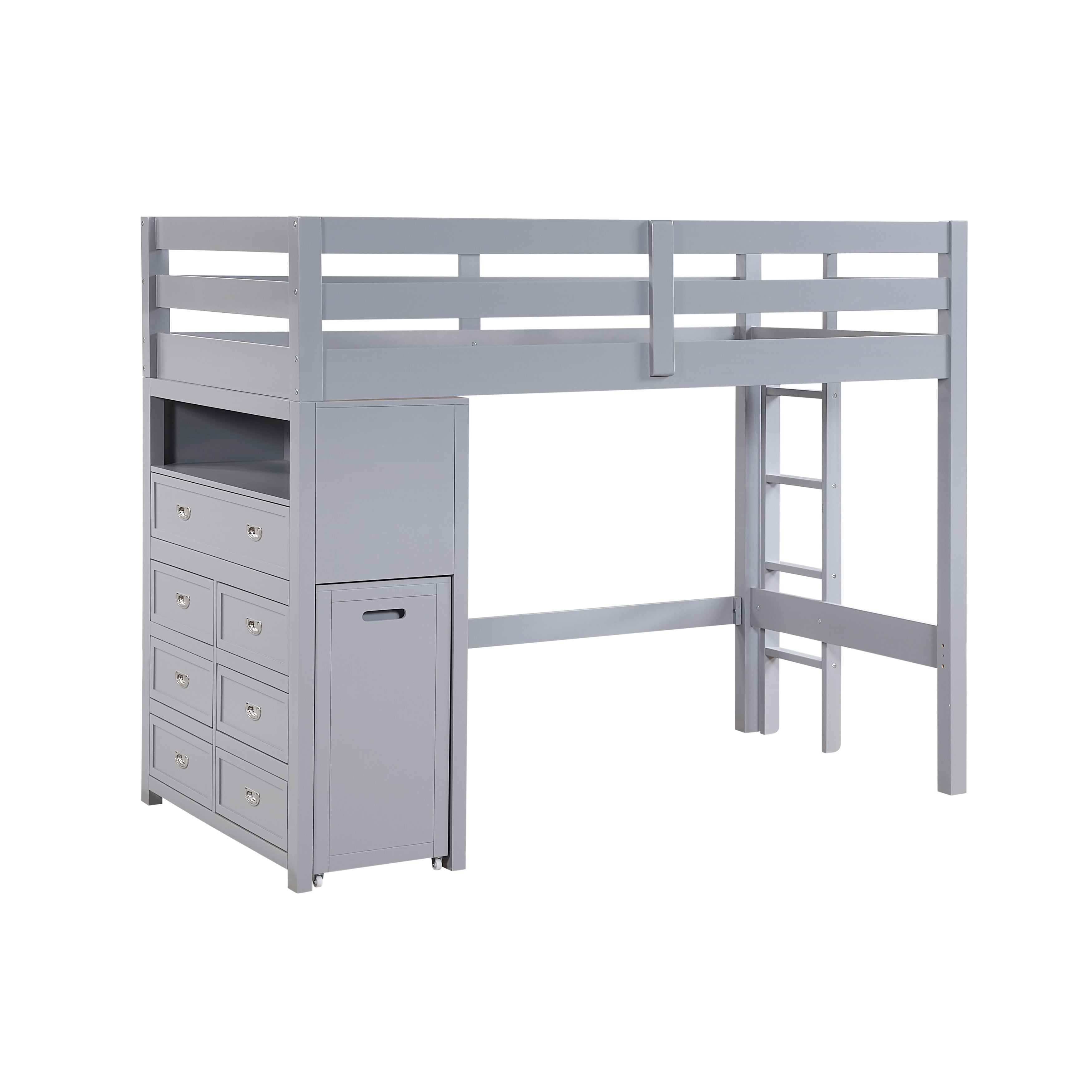 B2024GYLTF-1* (6) Twin/Full Loft Bunk Bed with Chest and Hidden Desk - B2024GYLTF-1*