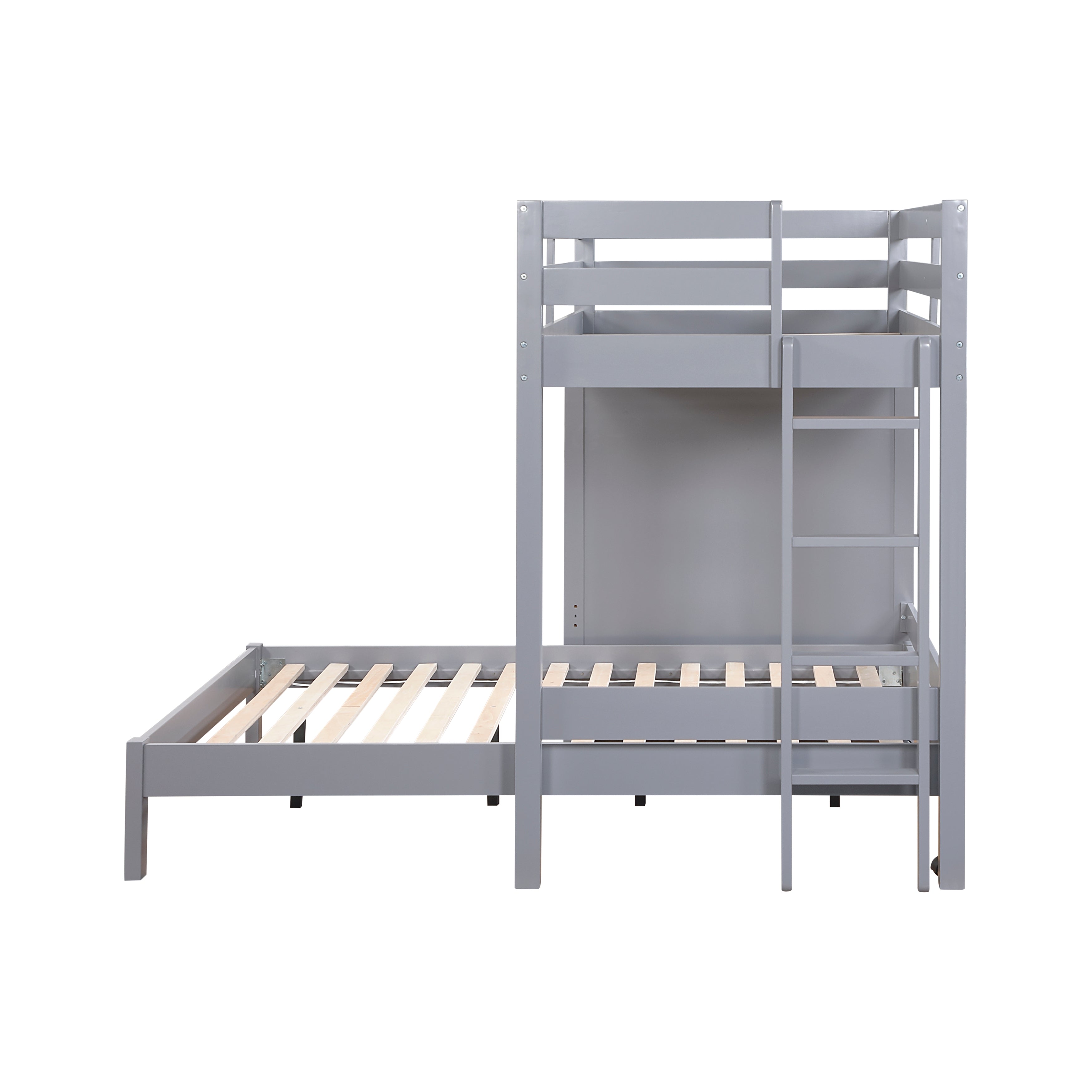 B2024GYLTF-1* (6) Twin/Full Loft Bunk Bed with Chest and Hidden Desk - B2024GYLTF-1*
