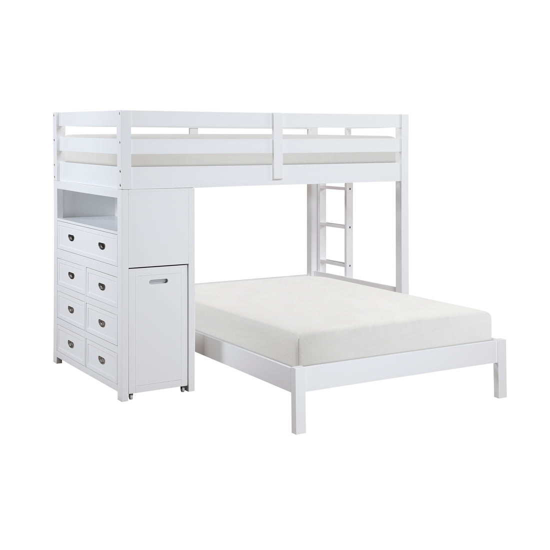 B2024WHLTF-1* (6) Twin/Full Loft Bunk Bed with Chest and Hidden Desk - B2024WHLTF-1*