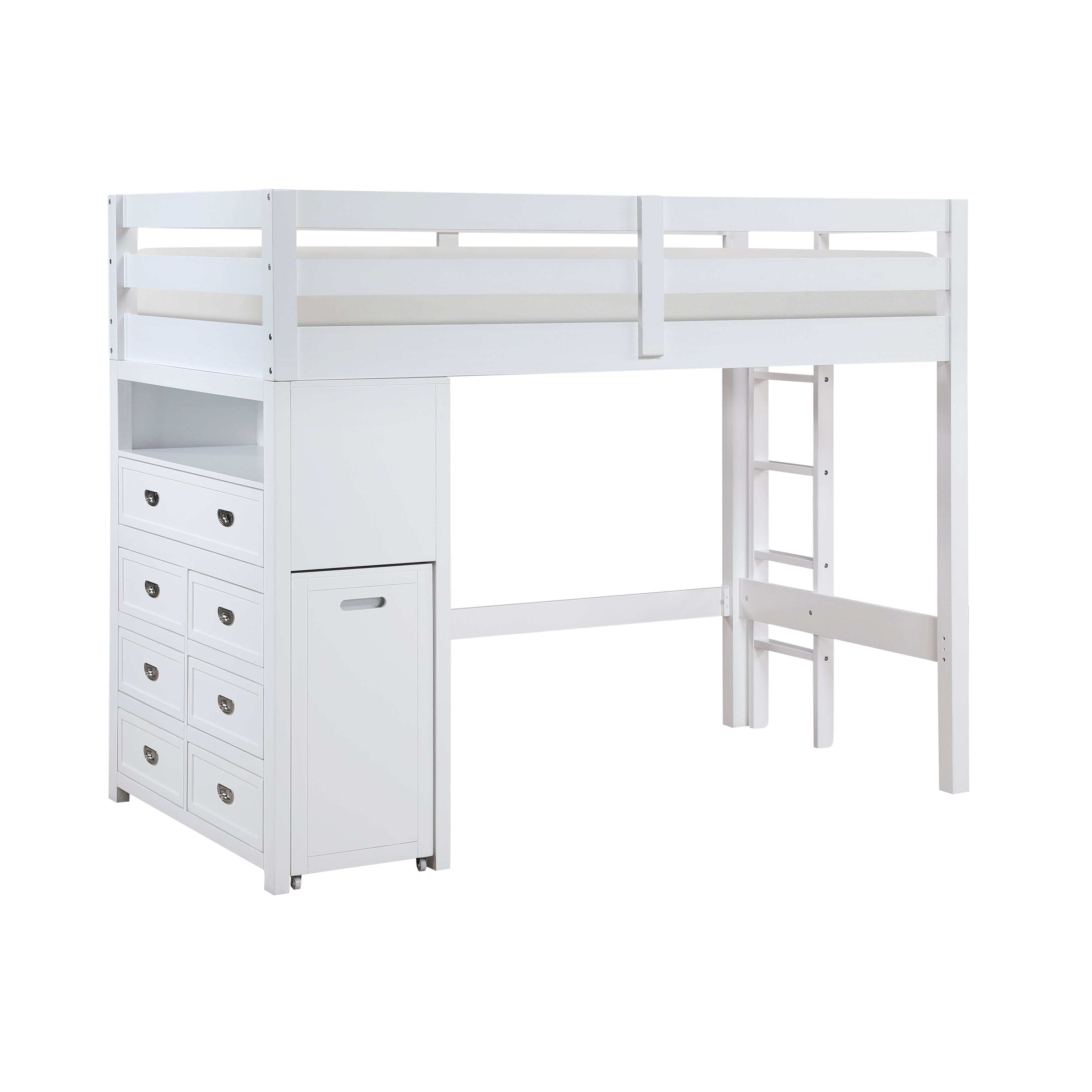 B2024WHLTF-1* (6) Twin/Full Loft Bunk Bed with Chest and Hidden Desk - B2024WHLTF-1*