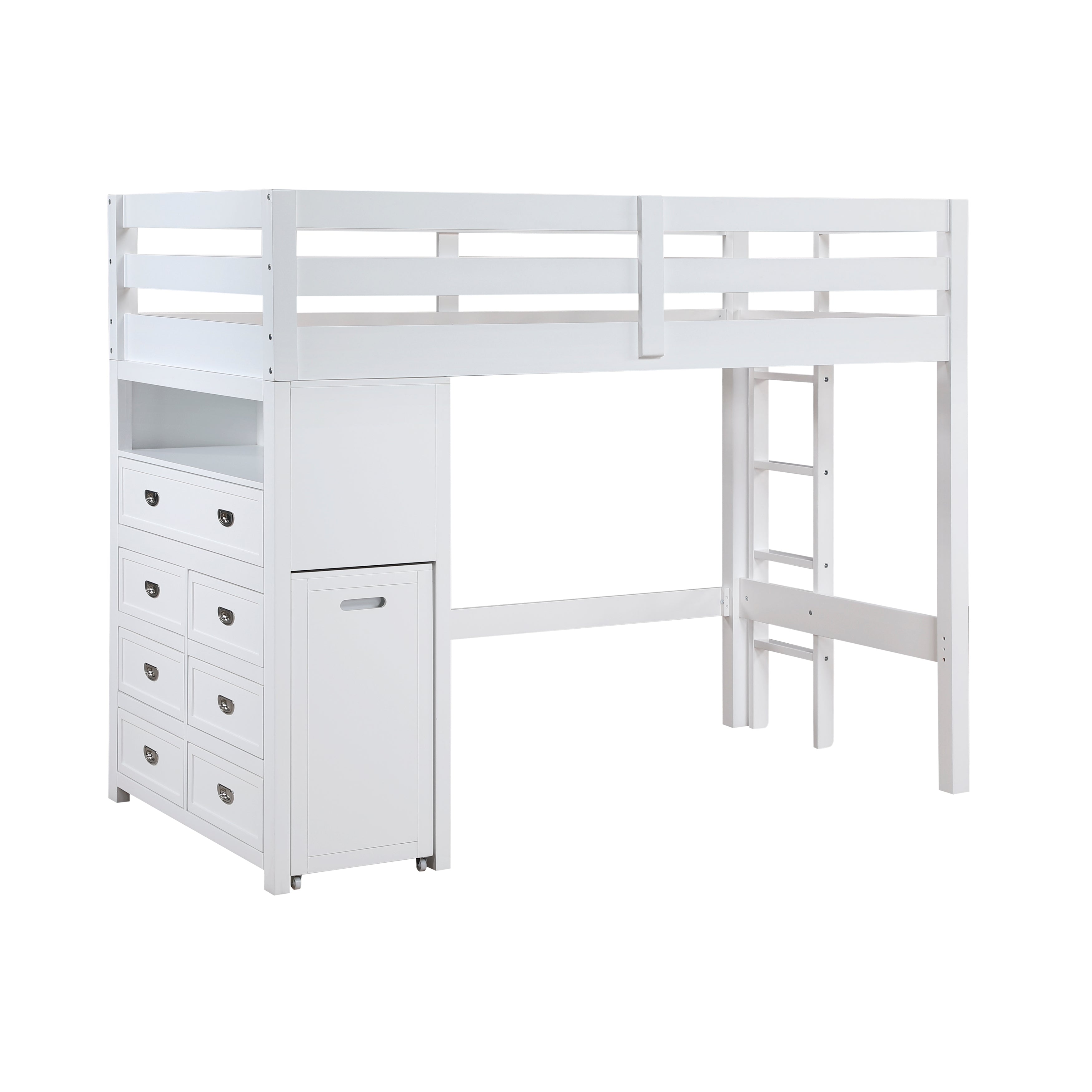 B2024WHLTF-1* (6) Twin/Full Loft Bunk Bed with Chest and Hidden Desk - B2024WHLTF-1*
