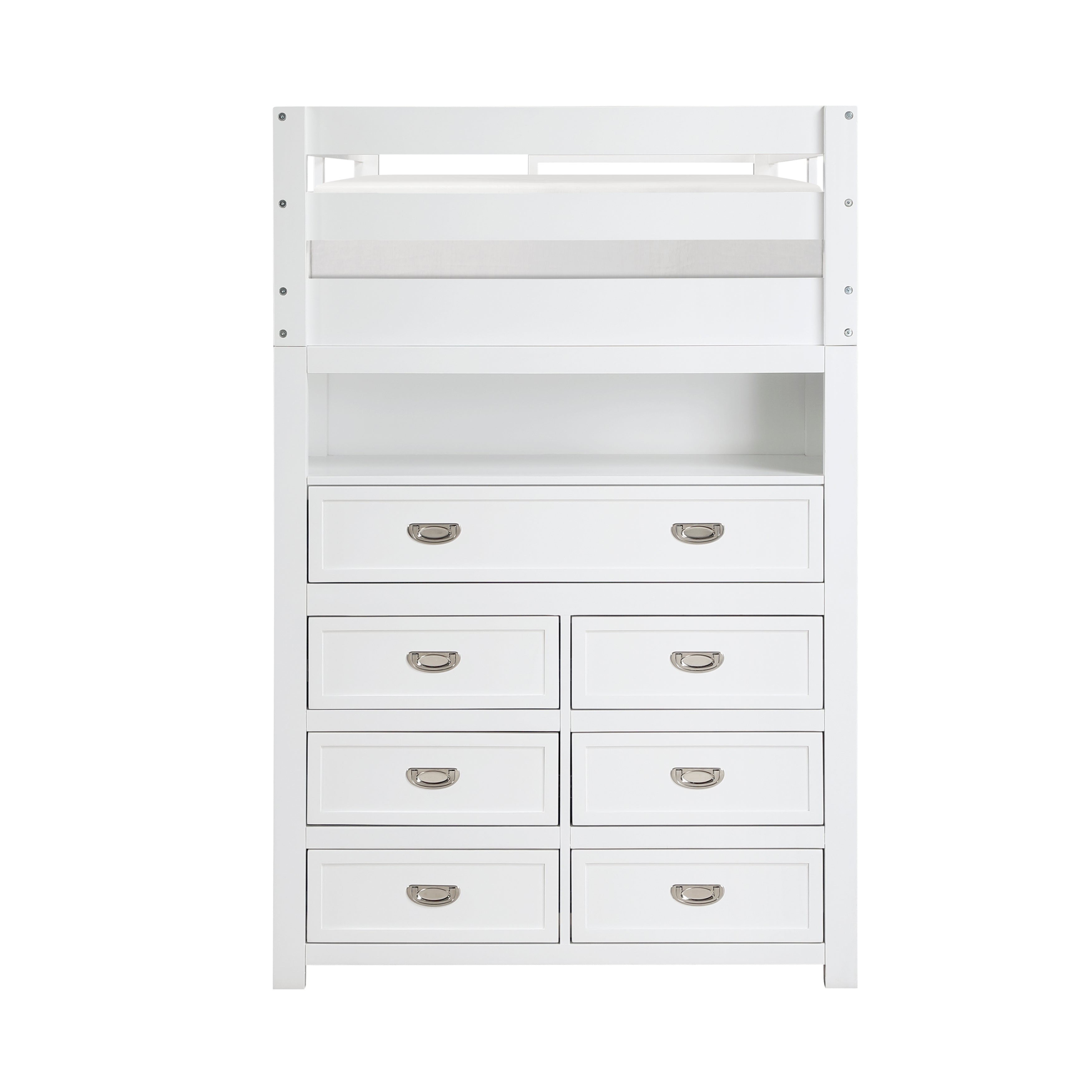 B2024WHLTF-1* (6) Twin/Full Loft Bunk Bed with Chest and Hidden Desk - B2024WHLTF-1*
