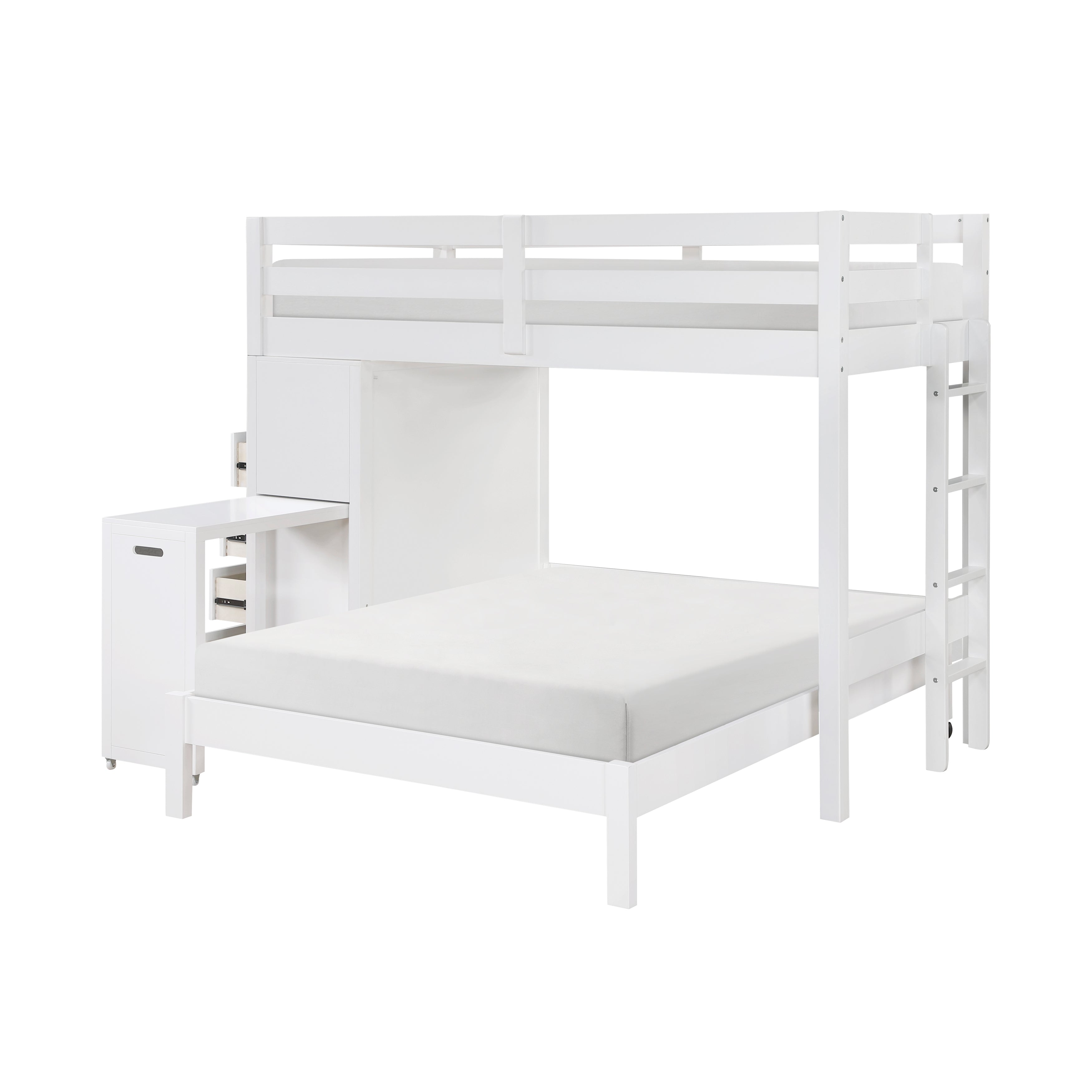 B2024WHLTF-1* (6) Twin/Full Loft Bunk Bed with Chest and Hidden Desk - B2024WHLTF-1*