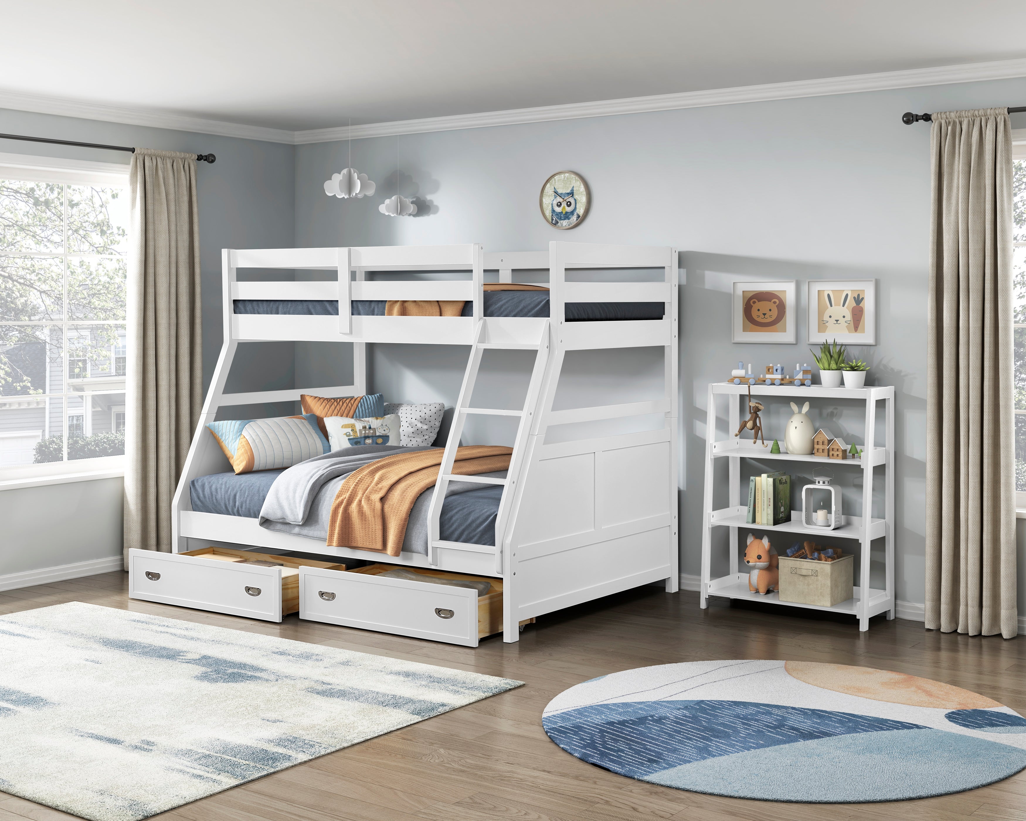 B2024WHTF-1* (3) Twin/Full Bunk Bed - B2024WHTF-1*