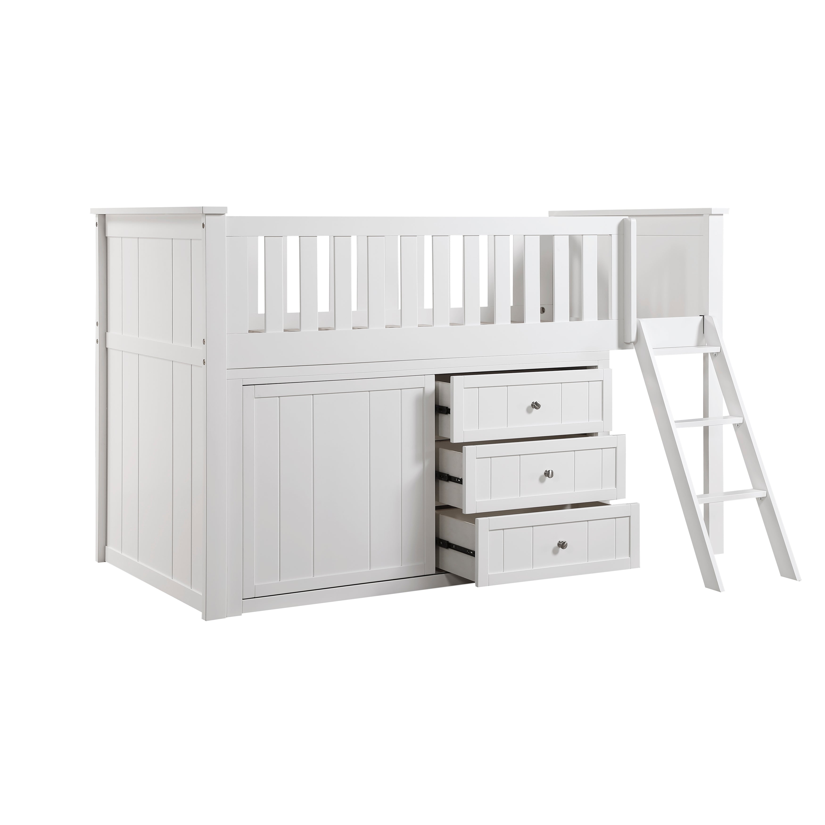 B2053LLW-1*DR (4) Low Loft Bunk with Dresser - B2053LLW-1*DR
