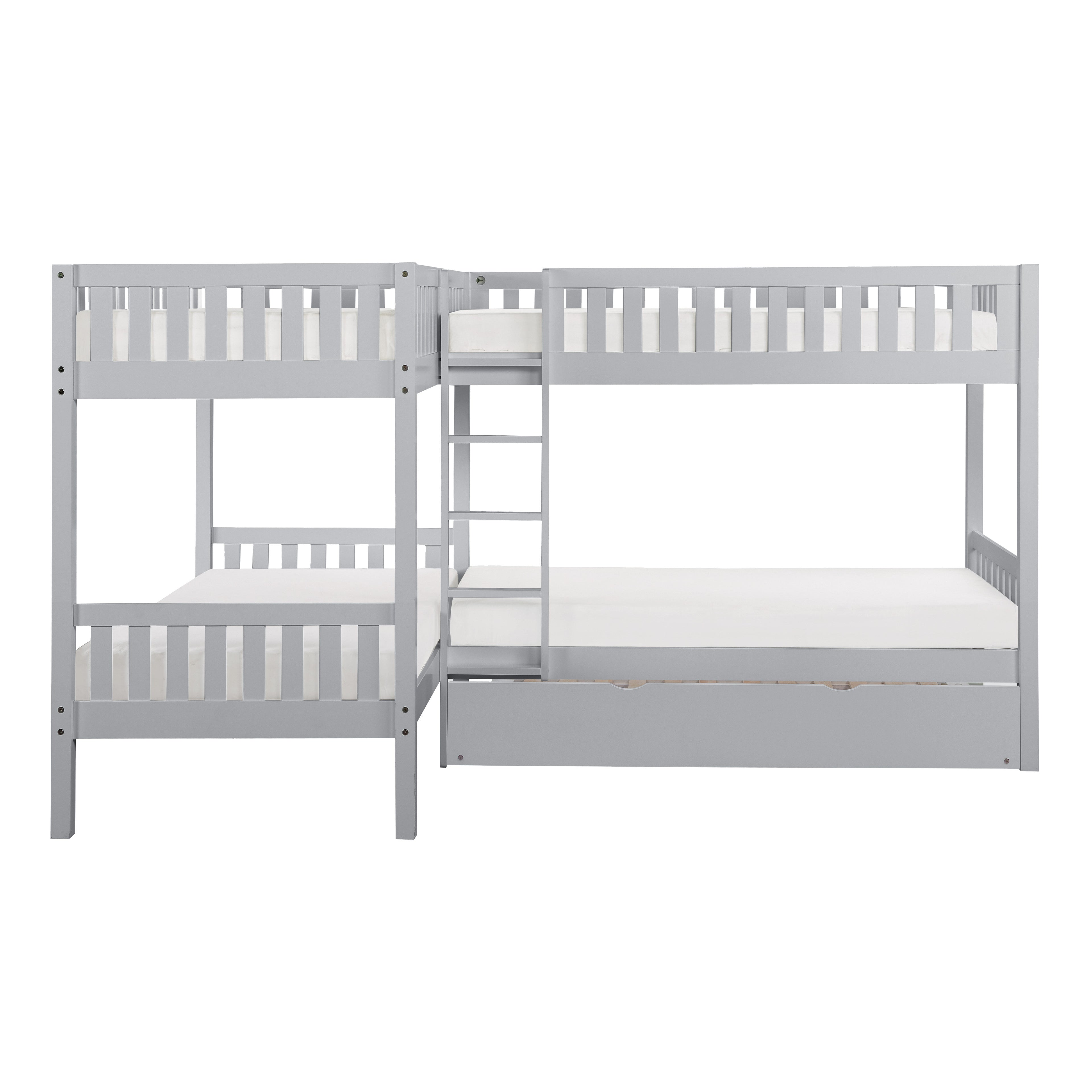 B2063CN-1R* (4) Corner Bunk Bed with Twin Trundle - B2063CN-1R*
