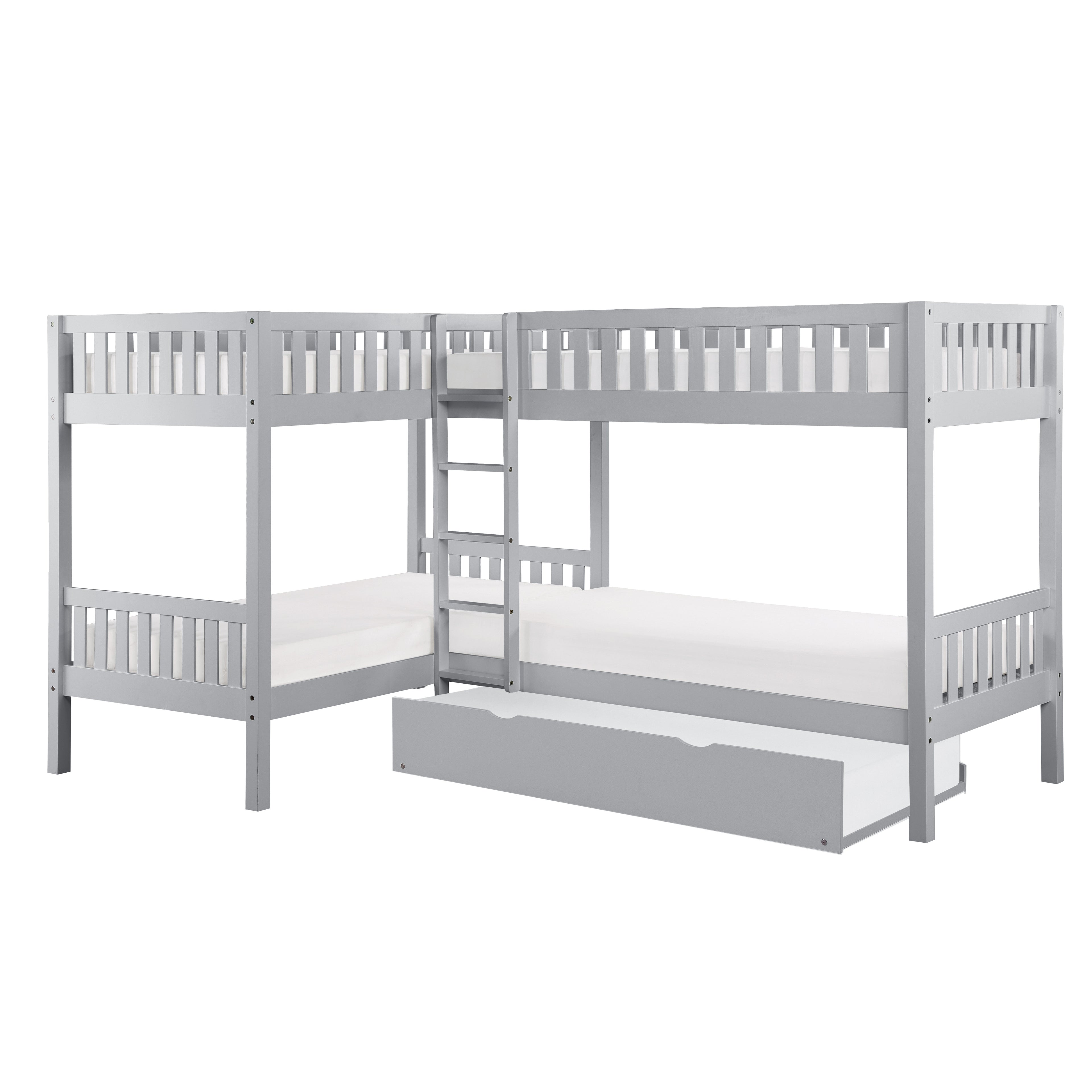 B2063CN-1R* (4) Corner Bunk Bed with Twin Trundle - B2063CN-1R*