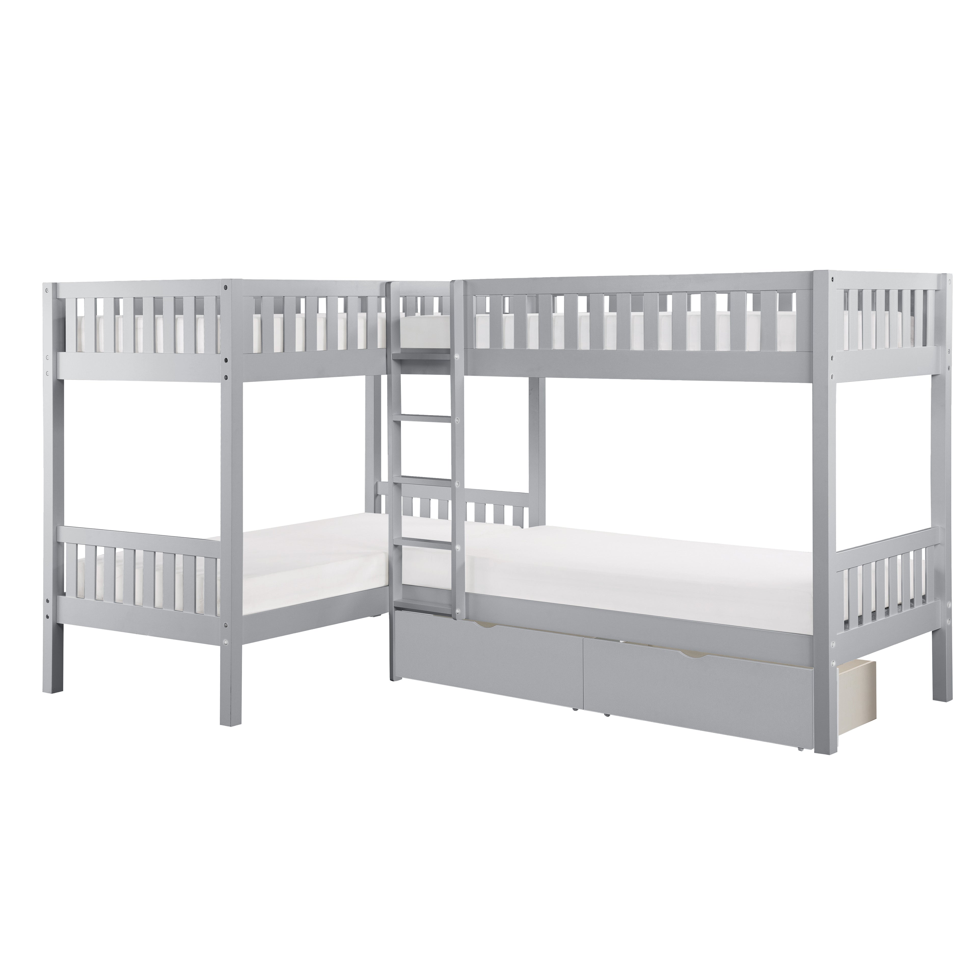 B2063CN-1T* (4) Corner Bunk Bed with Storage Boxes - B2063CN-1T*