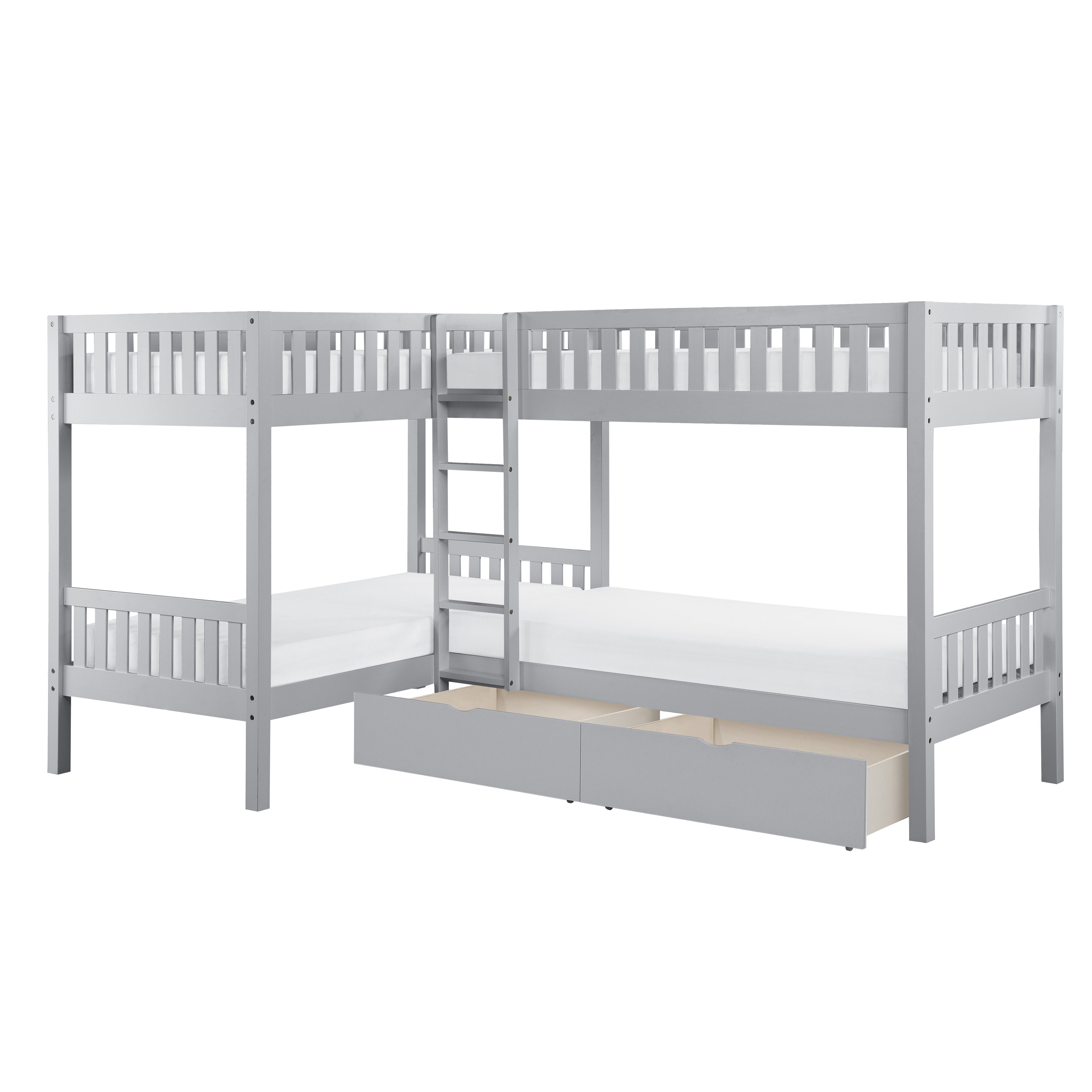B2063CN-1T* (4) Corner Bunk Bed with Storage Boxes - B2063CN-1T*