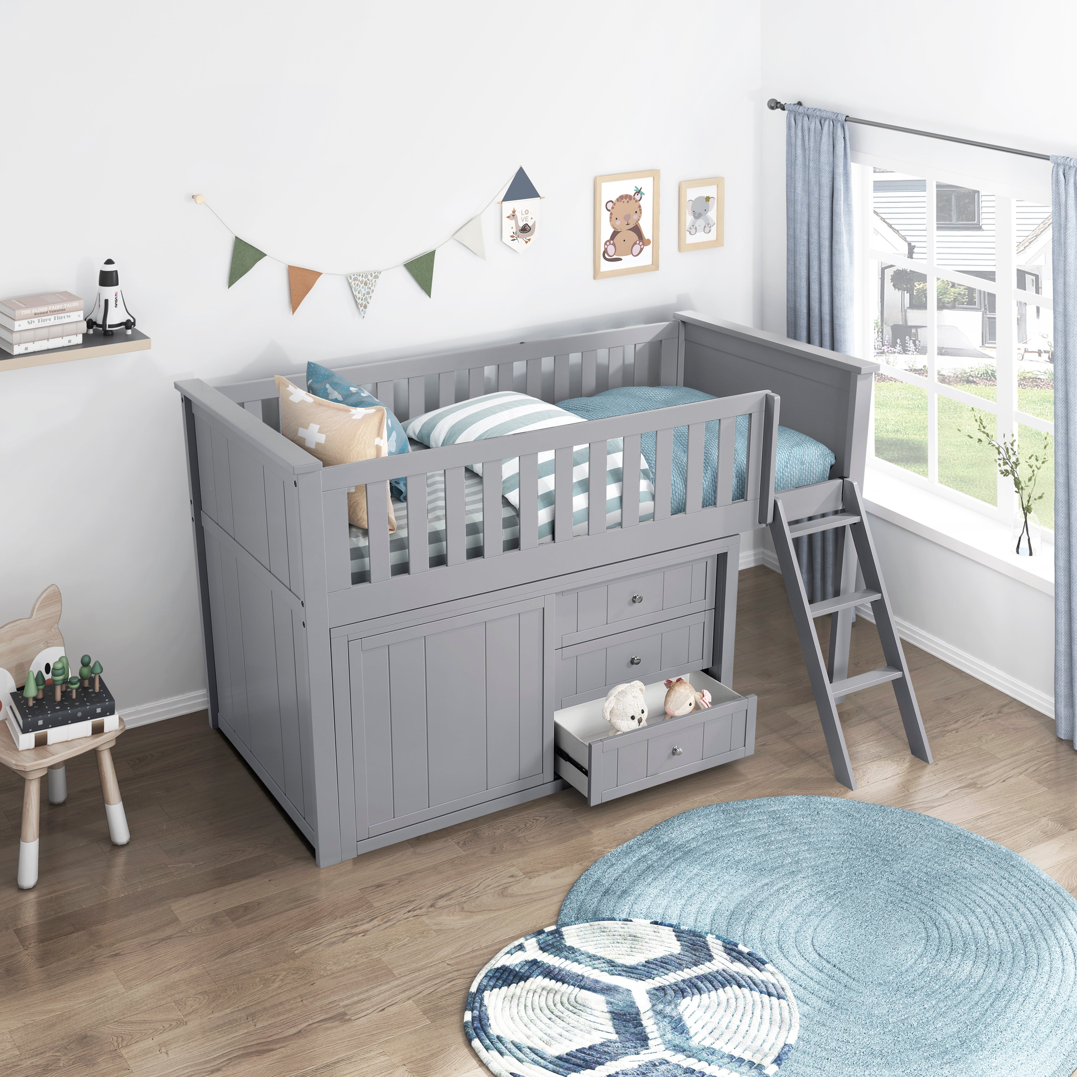 B2063LL-1*DR (4) Low Loft Bunk with Dresser - B2063LL-1*DR