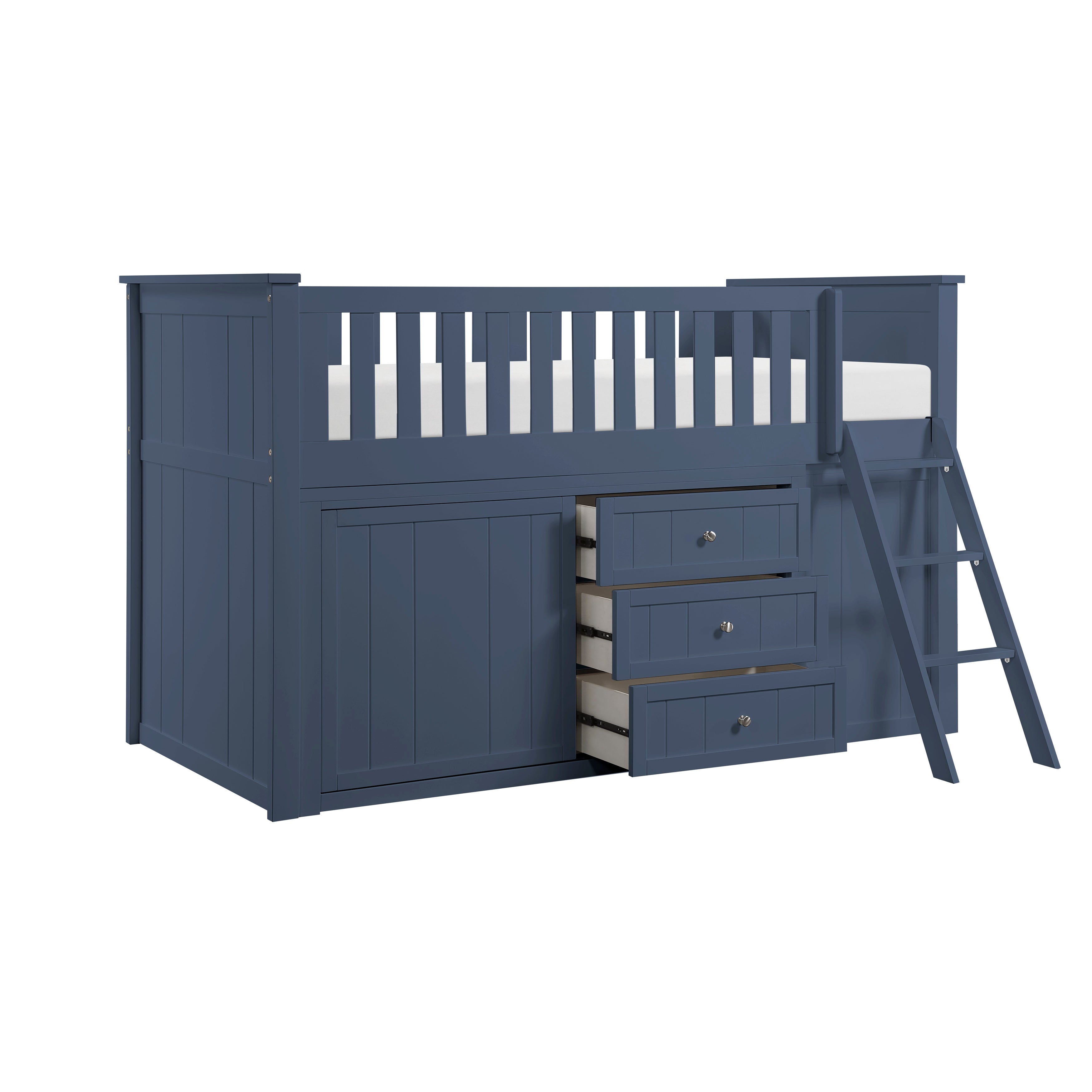 B2083BULL-1*BC2DR (6) Low Loft Bunk with Bookcase and 2 Dressers - B2083BULL-1*BC2DR
