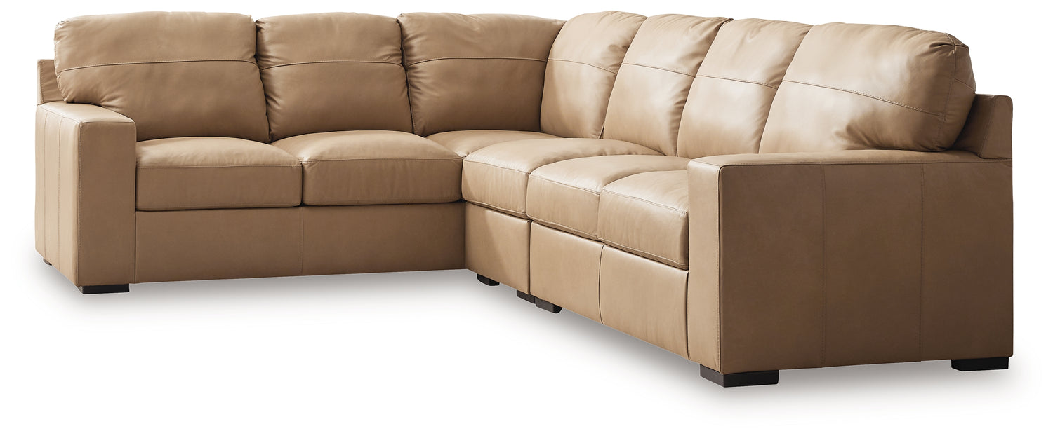 Bandon Toffee Leather 3-Piece LAF Sectional - 38006S3