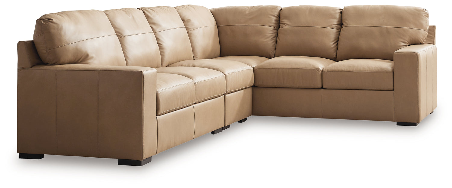 Bandon Toffee Leather 3-Piece RAF Sectional - 38006S4