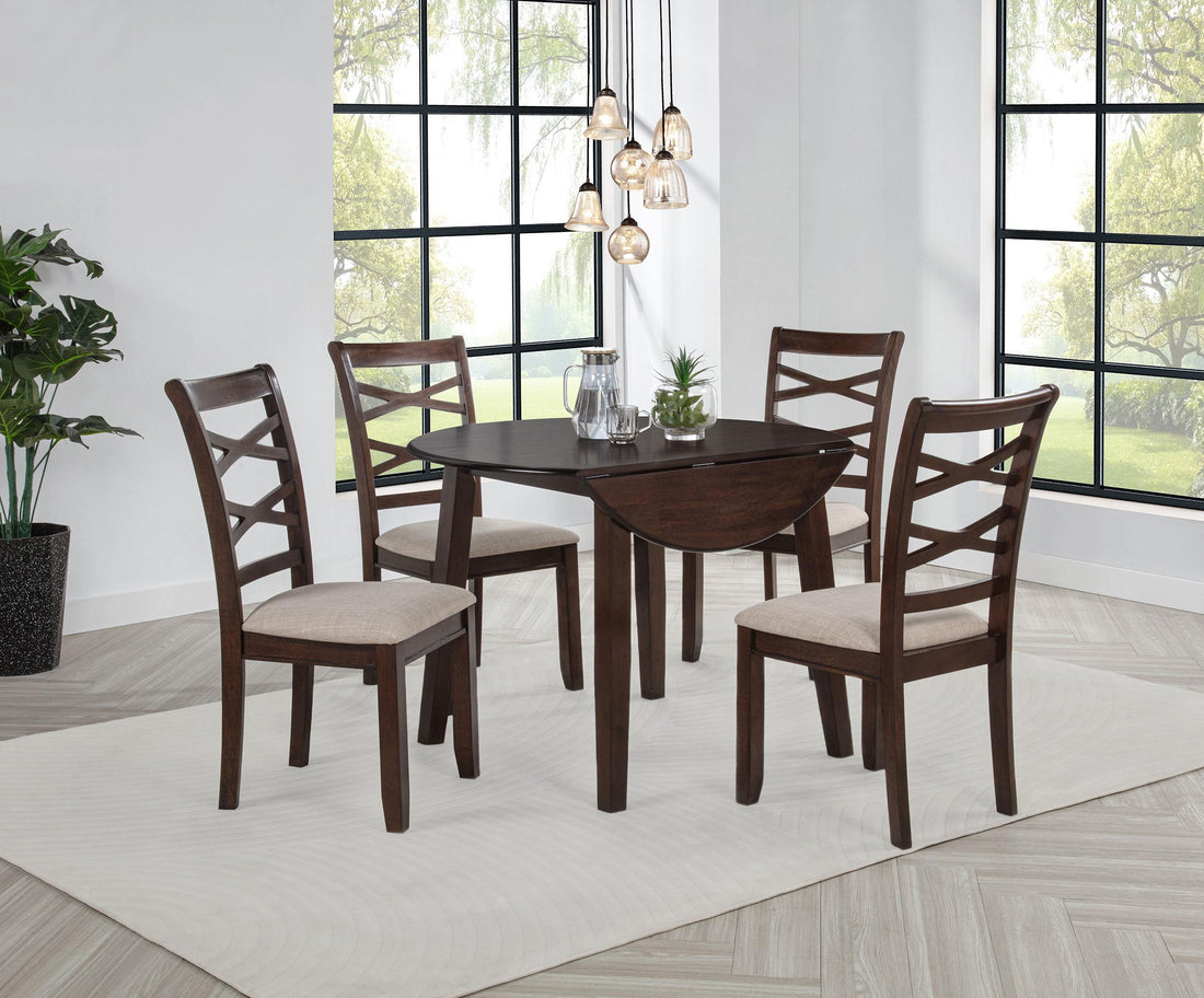 Barton 5-piece Round Wood Dining Table Set Dark Brown - 150340