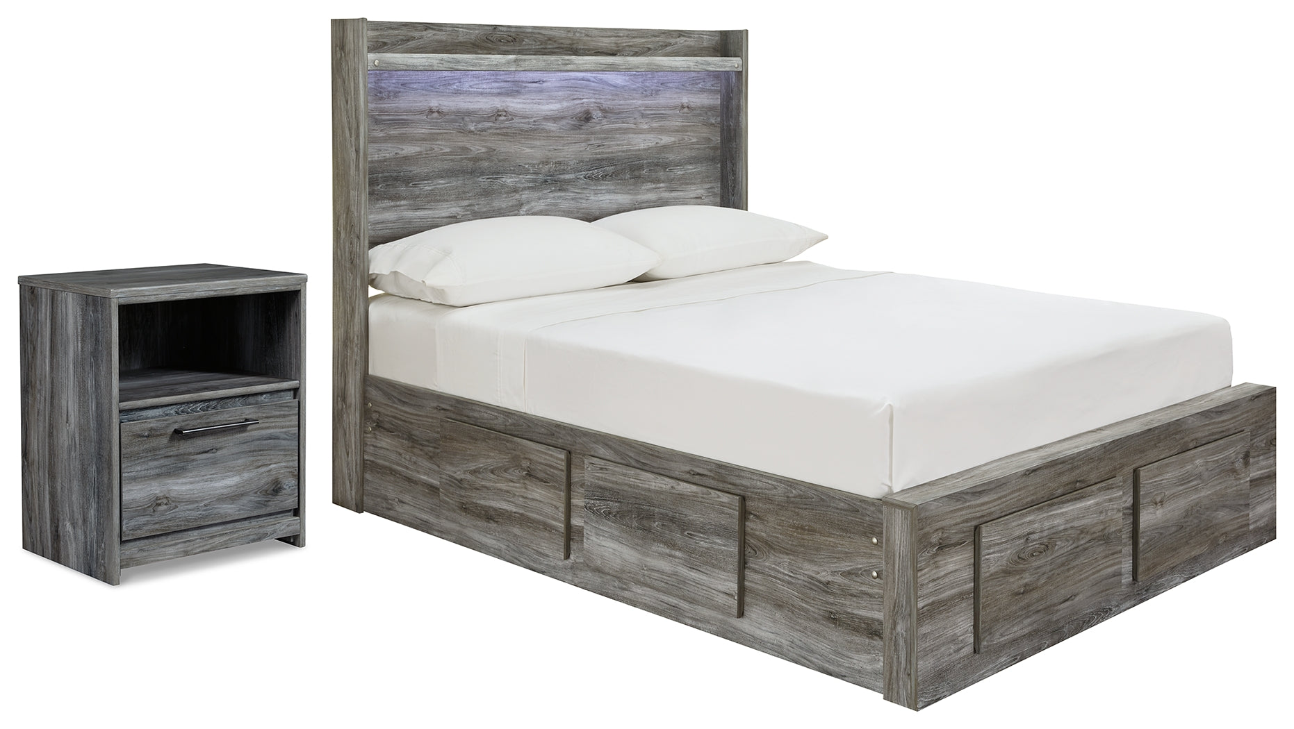 Baystorm Full Panel Storage Bed and Nightstand - B221B91