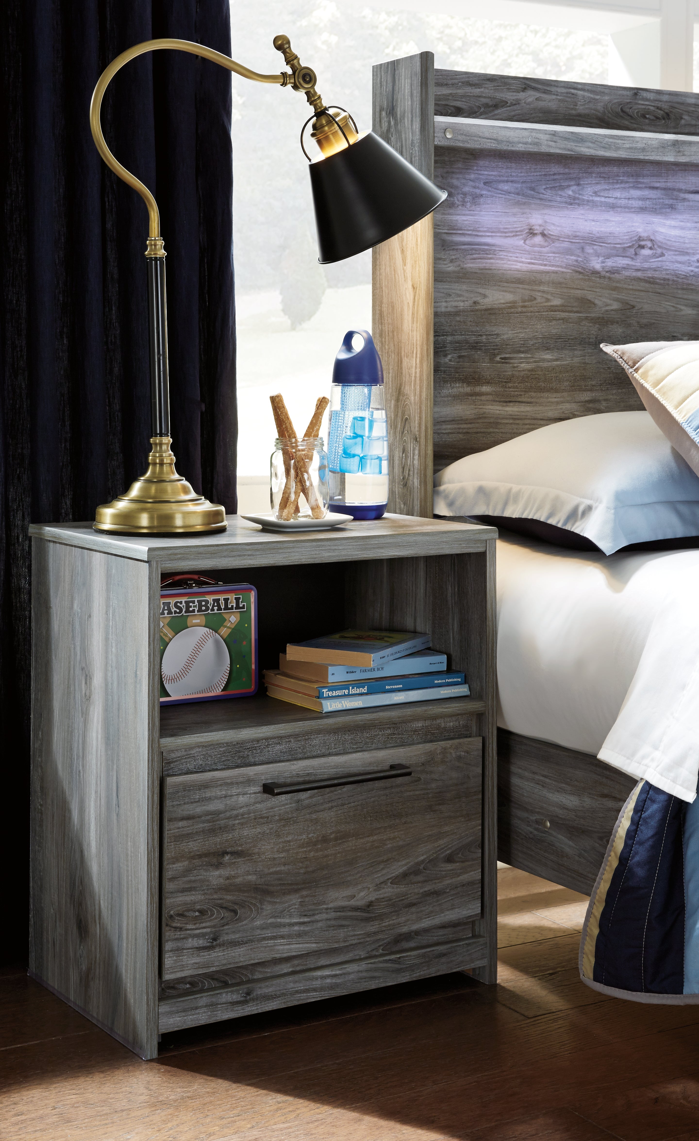Baystorm Full Panel Storage Bed and Nightstand - B221B96