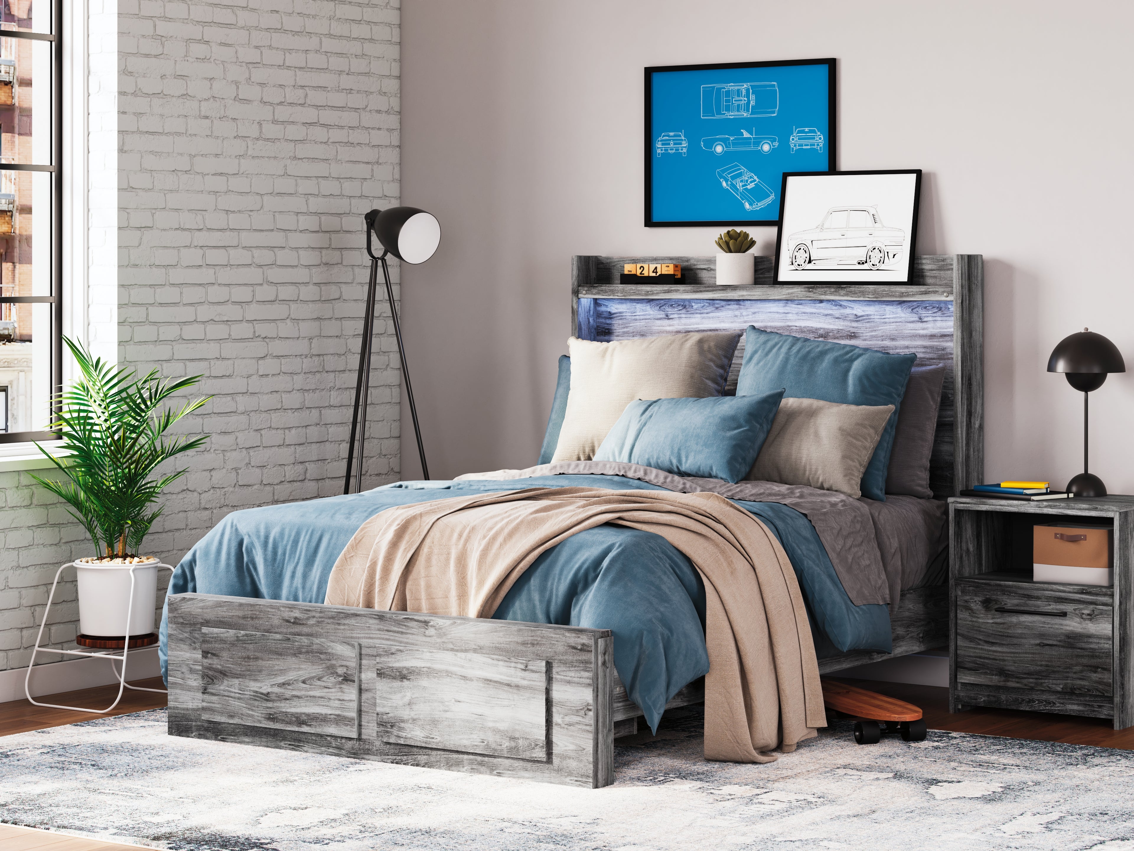 Baystorm Full Panel Storage Bed and Nightstand - B221B96