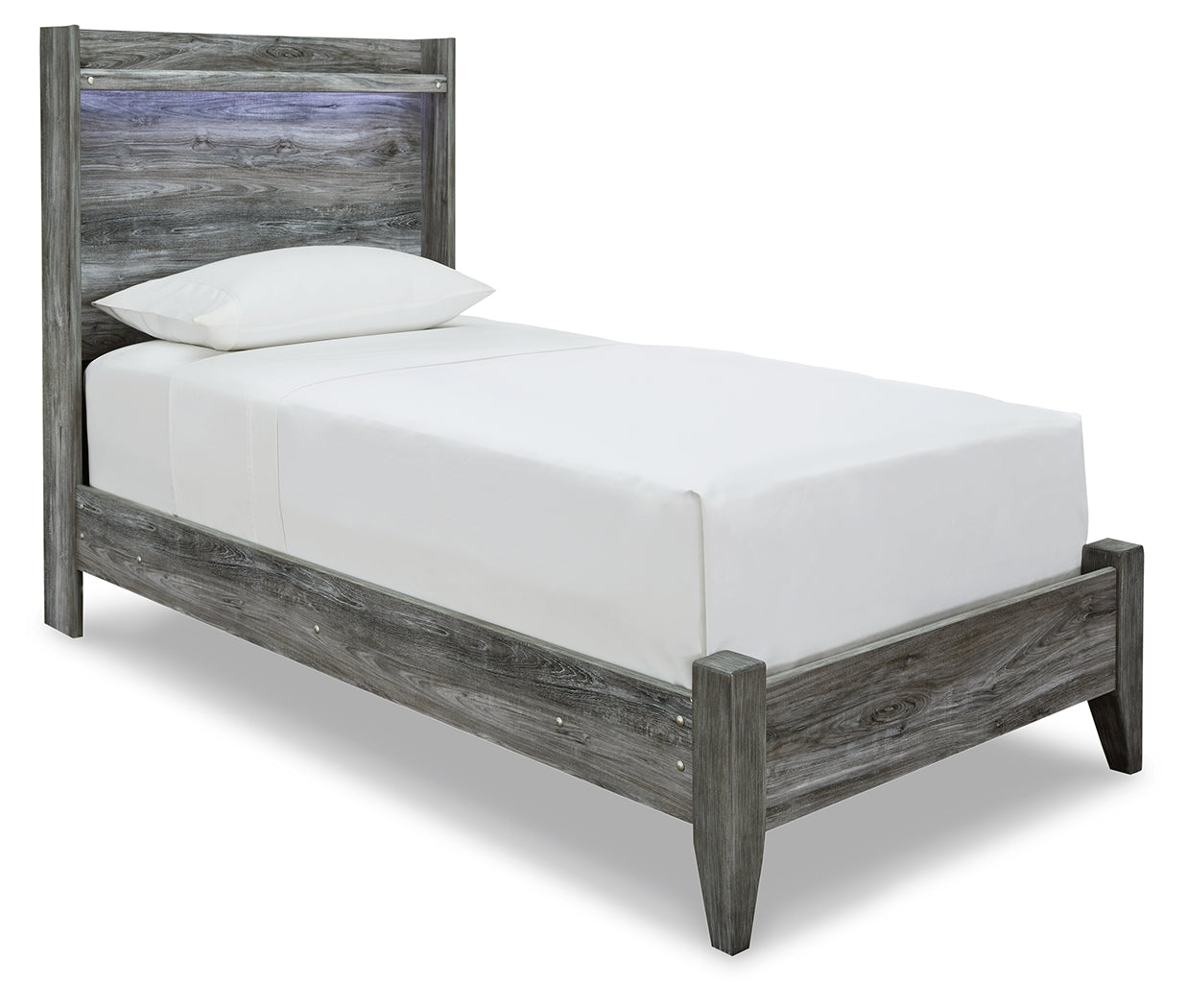 Baystorm Gray 2 Twin Panel Beds, 2 Mattresses, 2 Foundations, and Chest - B221B45