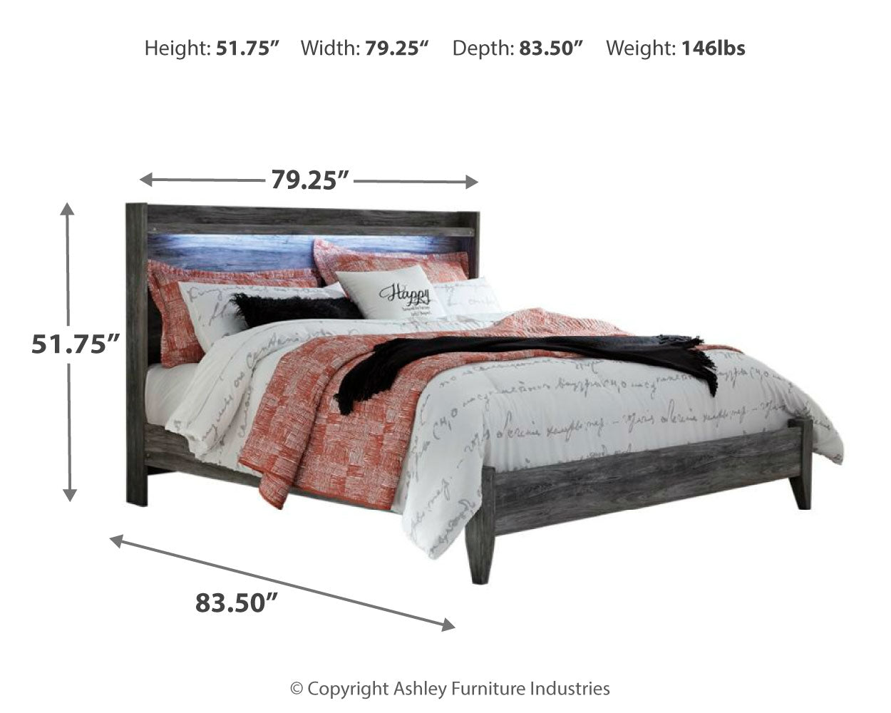 Baystorm Gray King Panel Bed, Dresser, Mirror and Chest - B221B52