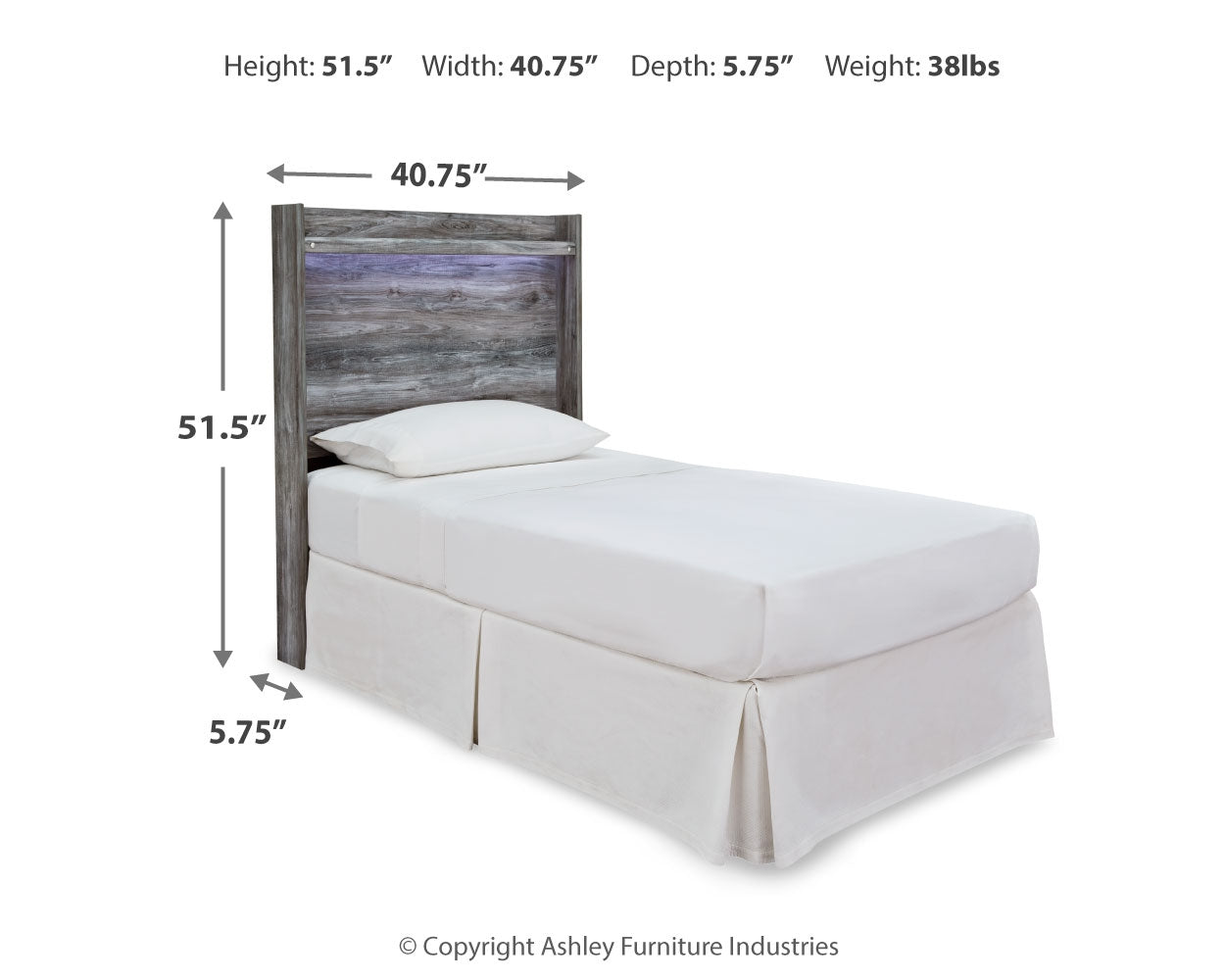 Baystorm Gray Twin Panel Headboard Bed, Dresser, Mirror and Nightstand - B221B74