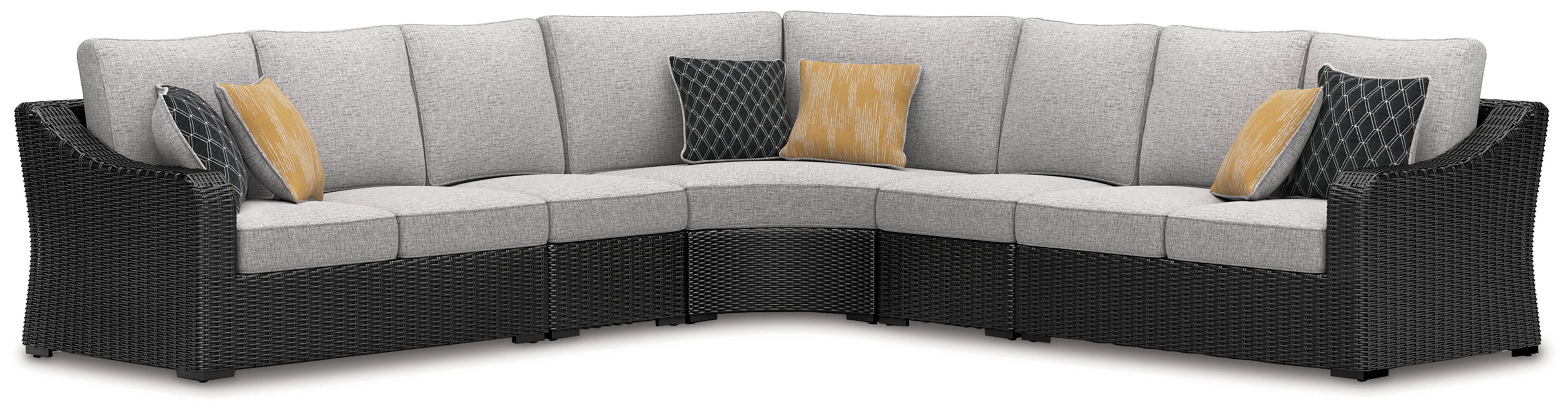Beachcroft Black/Light Gray 5-Piece Outdoor Sectional - P792P6