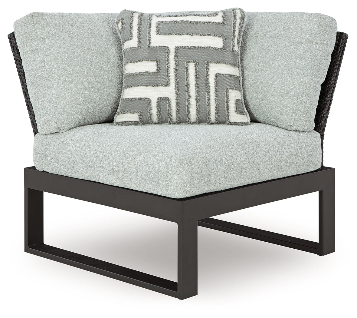Beachloft Black/Gray Outdoor Corner Chair with Cushion - P490-877