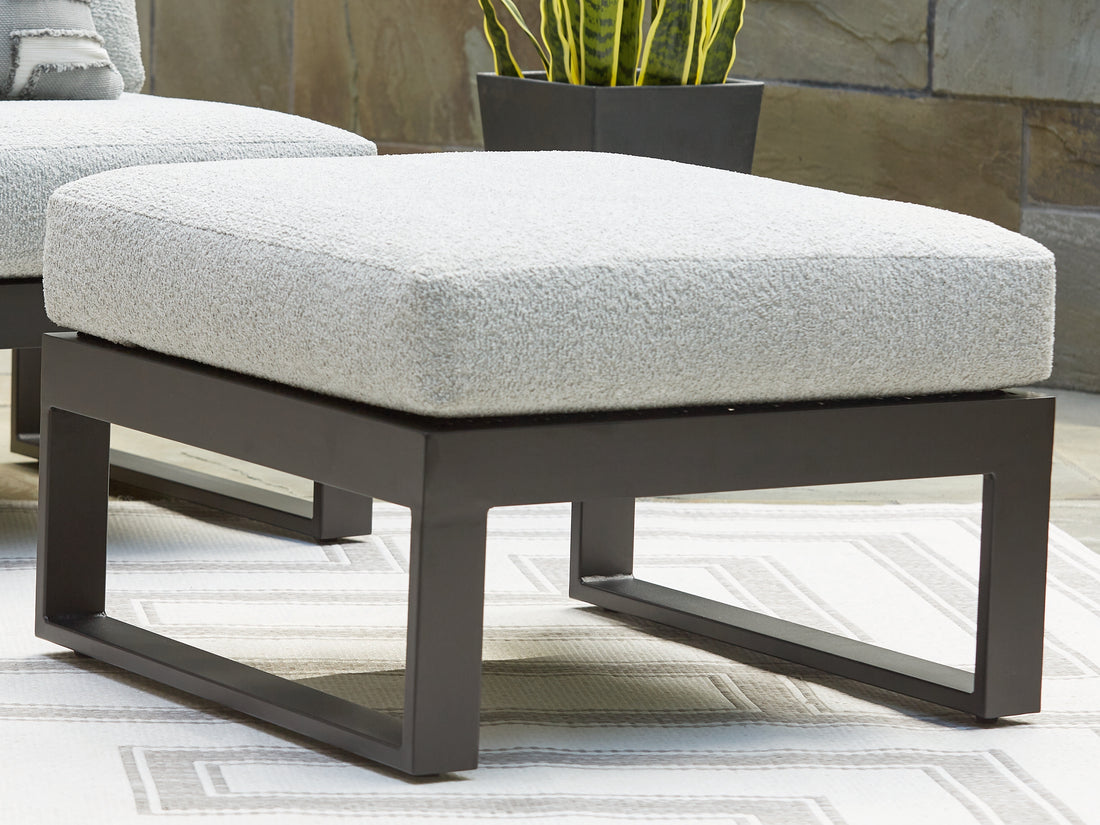Beachloft Black/Gray Outdoor Ottoman with Cushion - P490-814