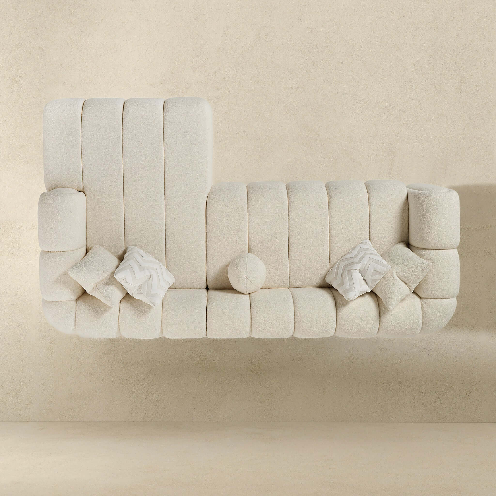 Beatrice Modern Tufted Ivory Boucle Right Sectional Sofa - SEC02600302