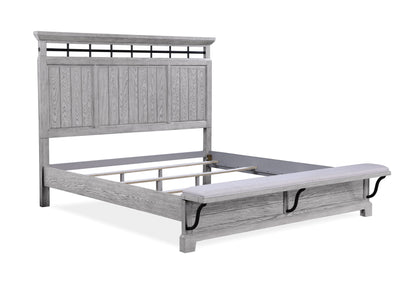 Beckett Rustic Gray King Footboard Bench Panel Bed - SET | B1900-K-HB | B1900-K-FB | B1900-KQ-RAIL