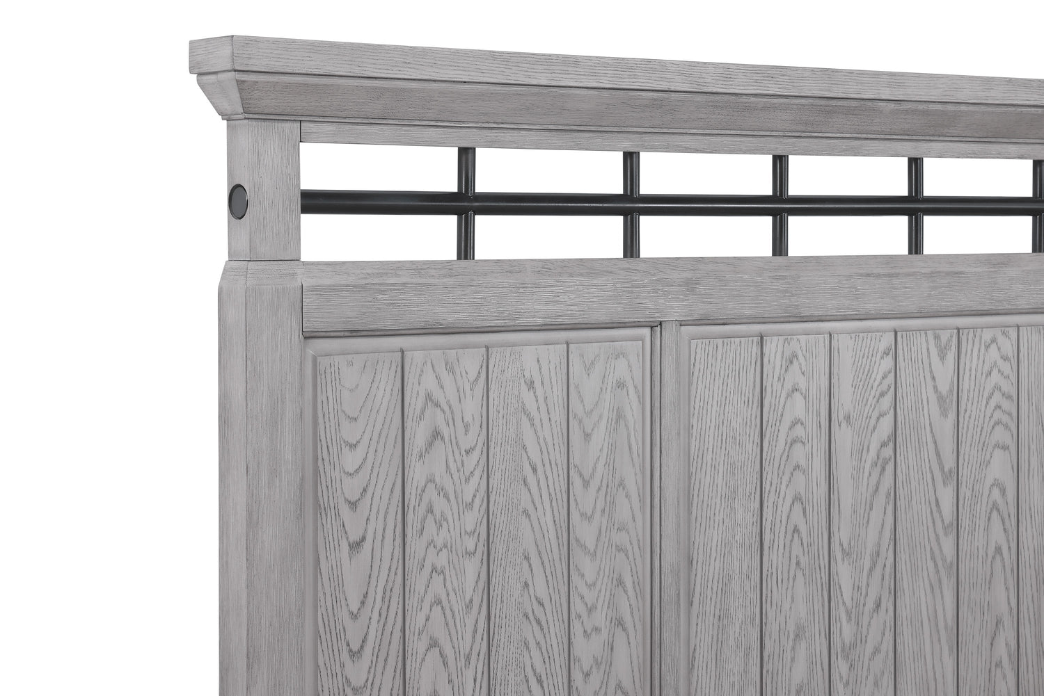 Beckett Rustic Gray King Footboard Bench Panel Bed - SET | B1900-K-HB | B1900-K-FB | B1900-KQ-RAIL