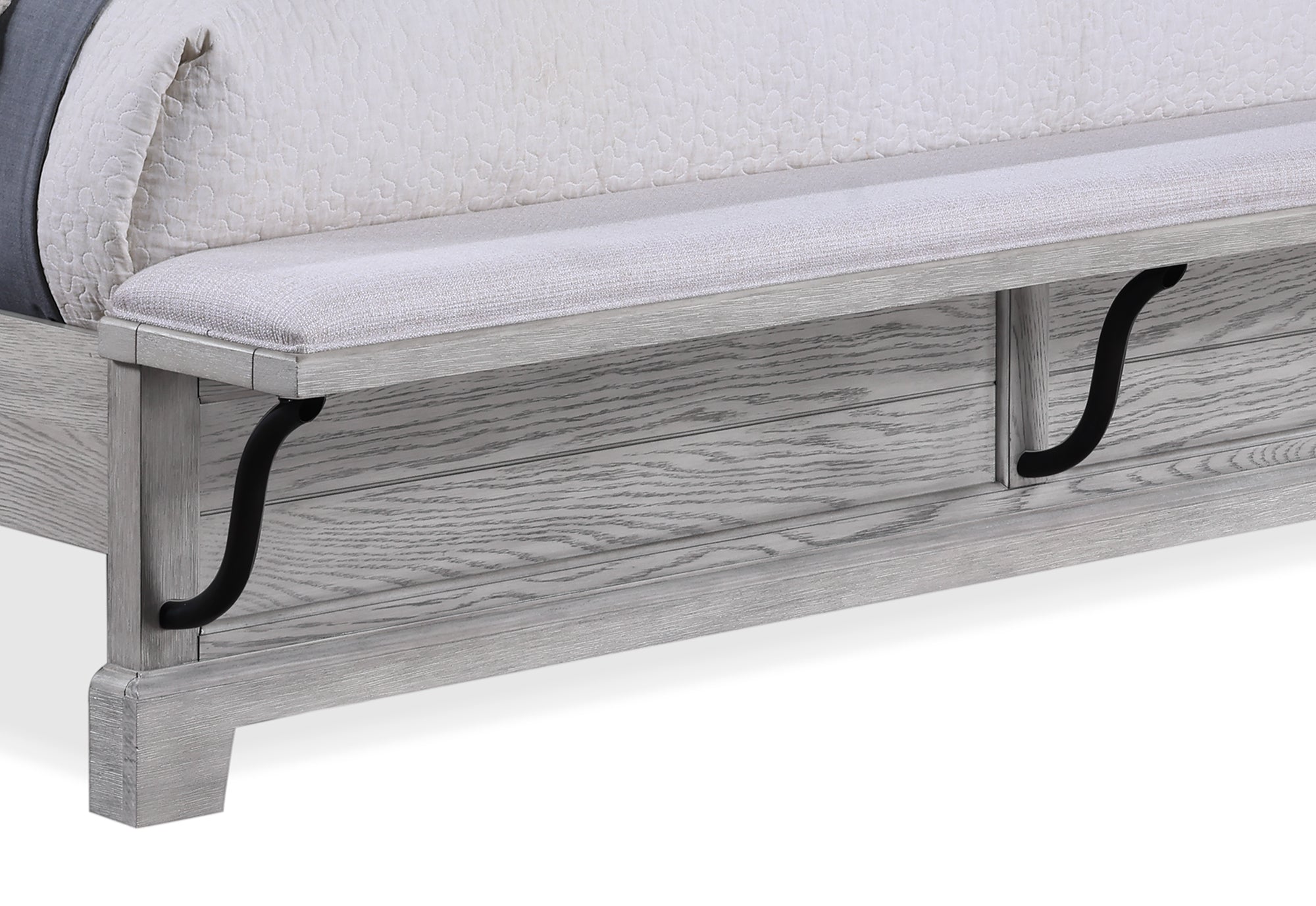 Beckett Rustic Gray King Footboard Bench Panel Bed - SET | B1900-K-HB | B1900-K-FB | B1900-KQ-RAIL