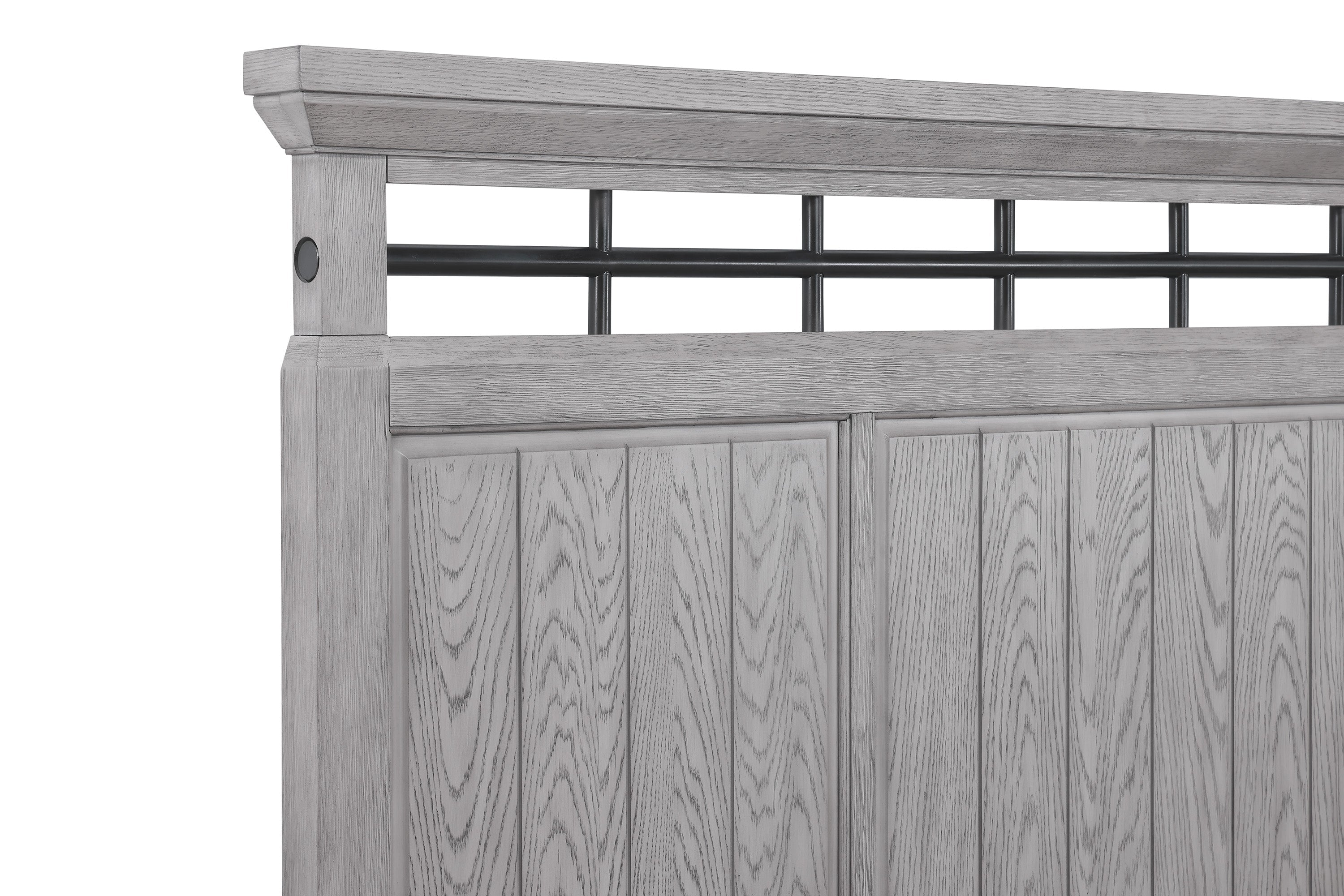 Beckett Rustic Gray Queen Footboard Bench Panel Bed - SET | B1900-Q-HB | B1900-Q-FB | B1900-KQ-RAIL