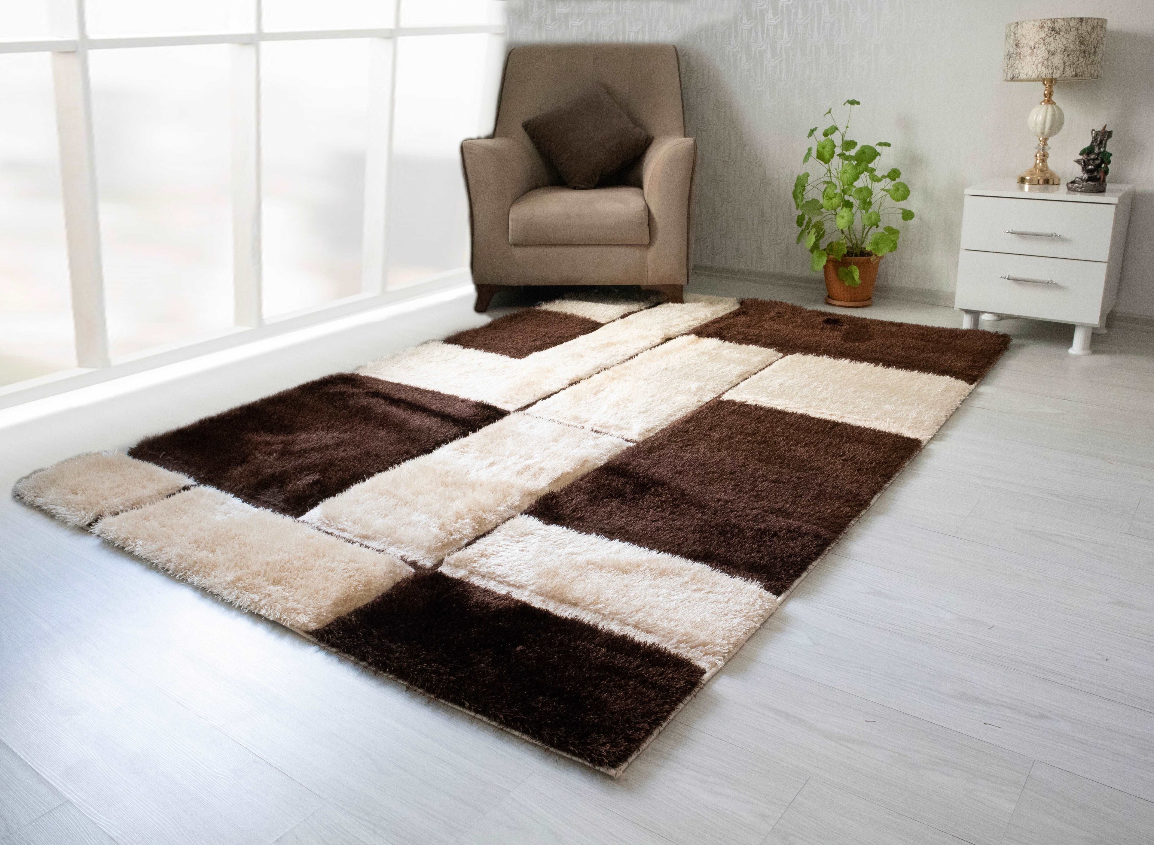 3D Shaggy BROWN-BEIGE Area Rug - 3D161 - 3D161-BRN/BEI-57 - Bien Home Furniture &amp; Electronics